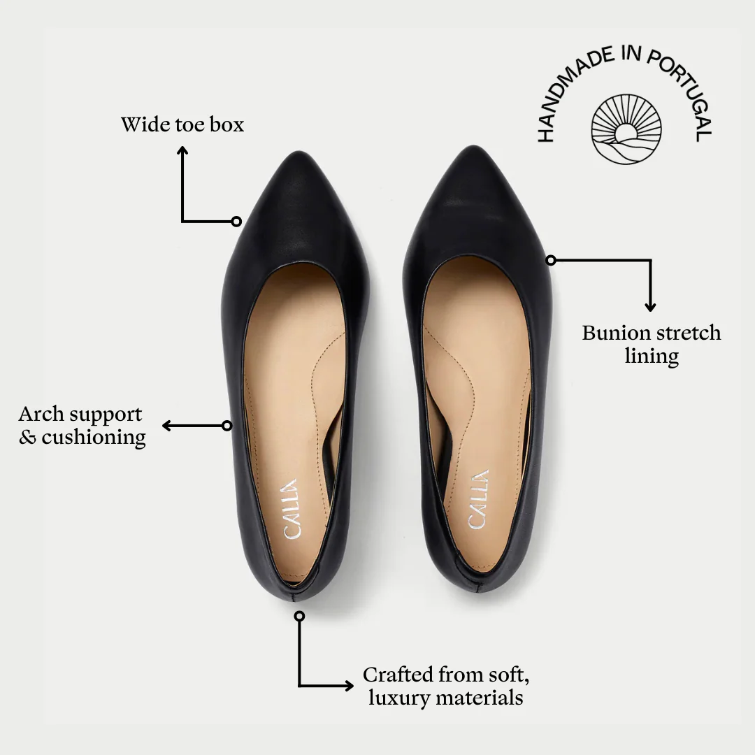 Agata - Black Leather Ballerinas - Image 3