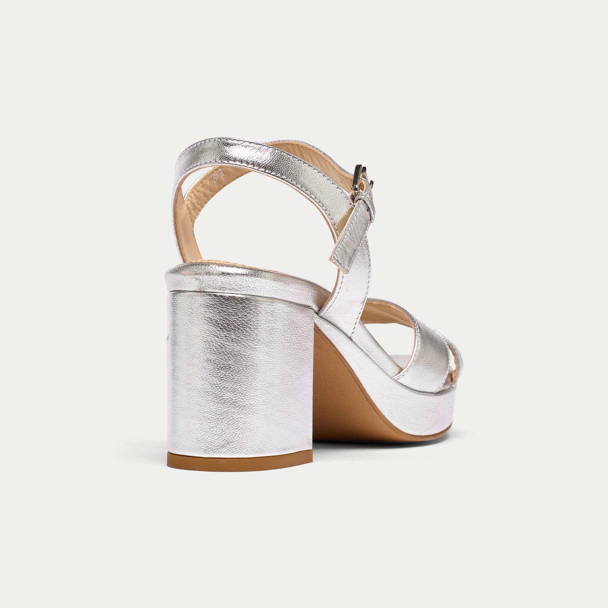 Bethany - Silver Leather Block Heels - Image 5