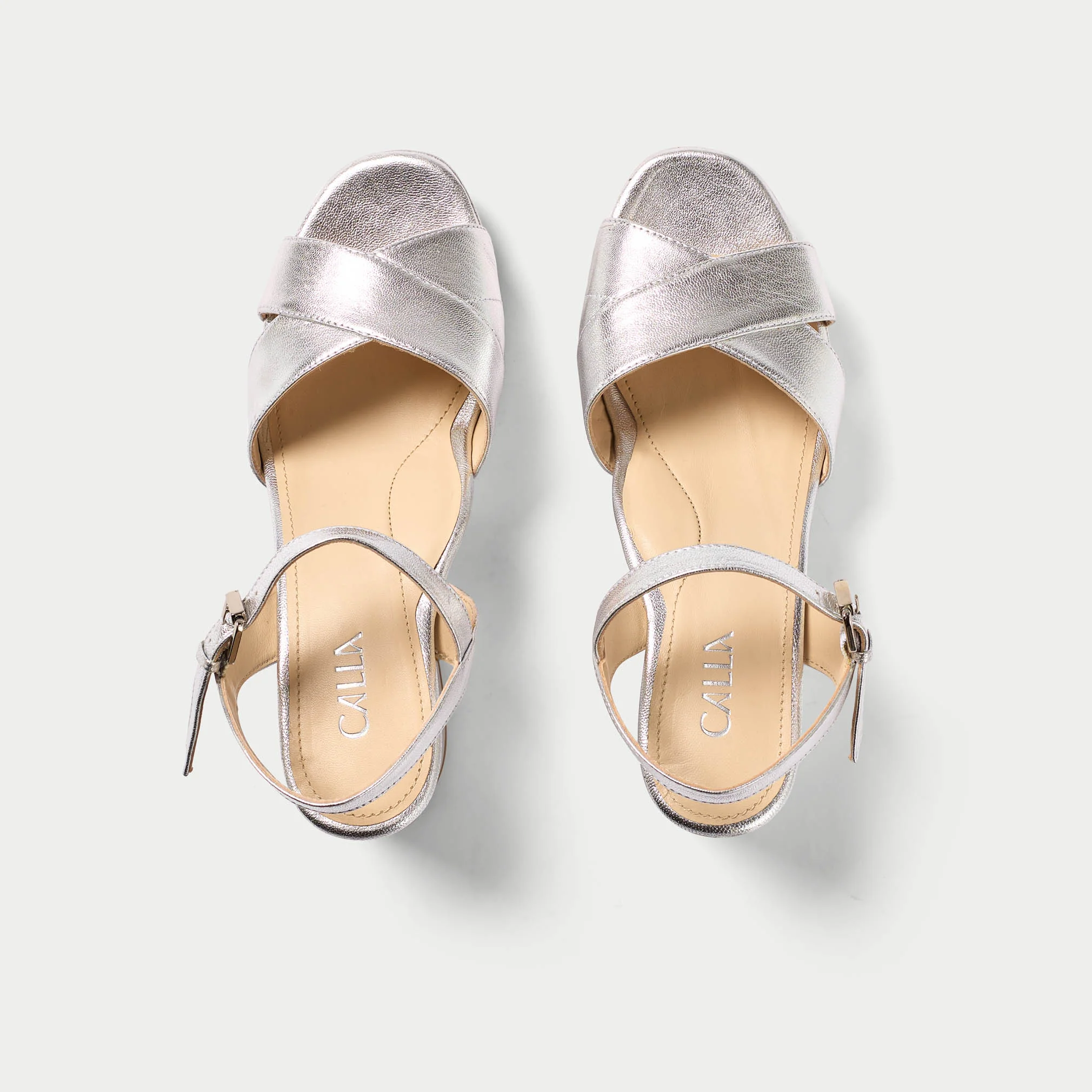 Bethany - Silver Leather Block Heels - Image 6