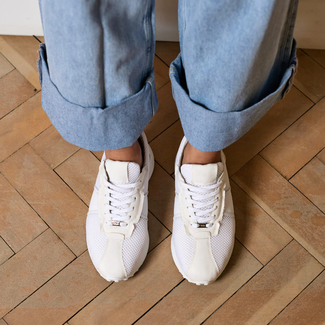 Cosmos - Chunky-Sole White Mesh Wide Fit Sneakers - Image 11