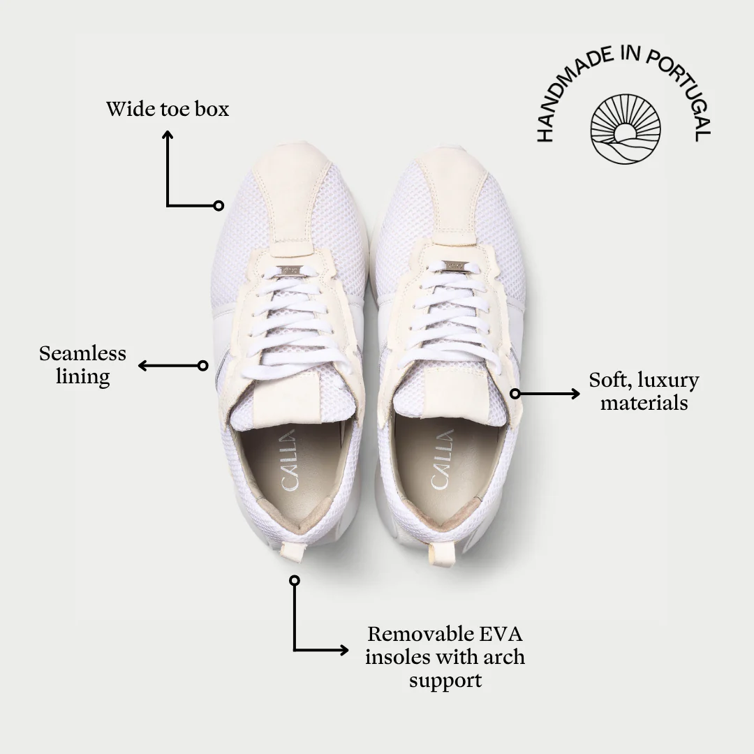 Cosmos - Chunky-Sole White Mesh Wide Fit Sneakers - Image 3
