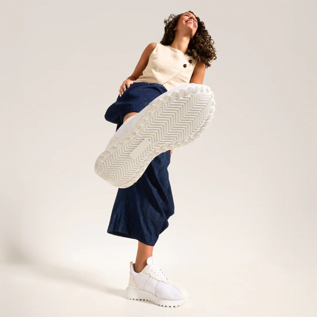 Cosmos - Chunky-Sole White Mesh Wide Fit Sneakers - Image 4