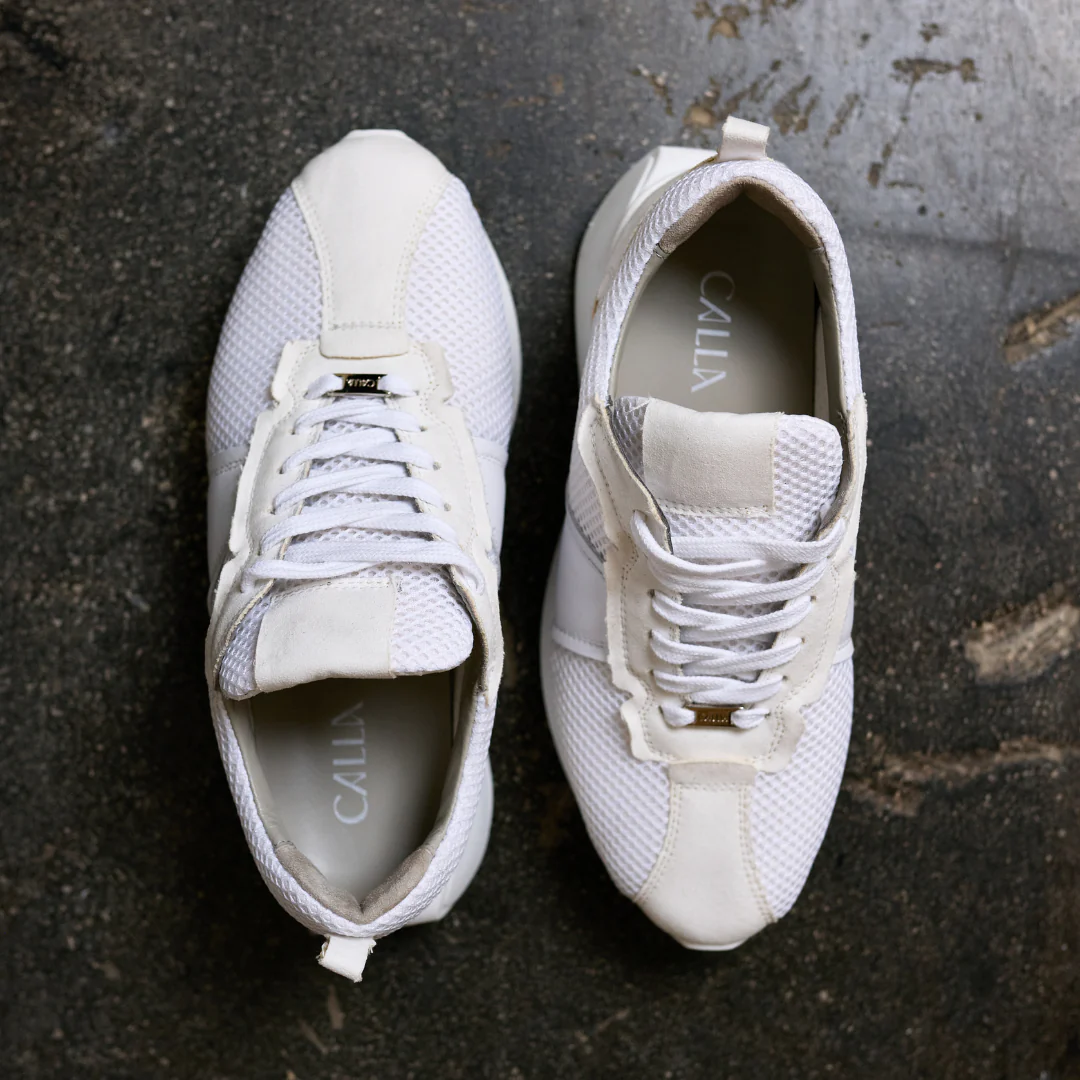 Cosmos - Chunky-Sole White Mesh Wide Fit Sneakers - Image 8