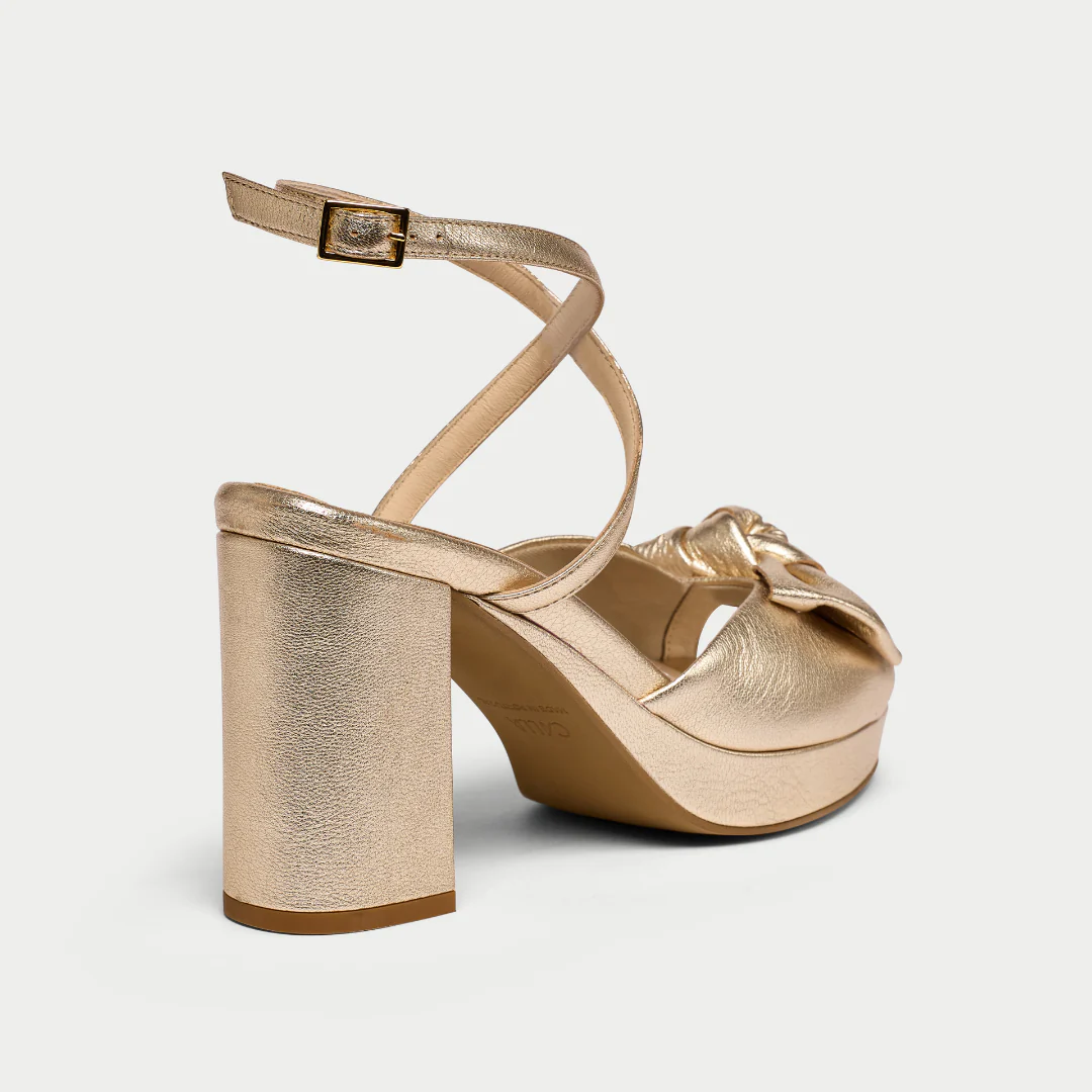 Daisy - Champagne Metallic Block Heels - Image 4