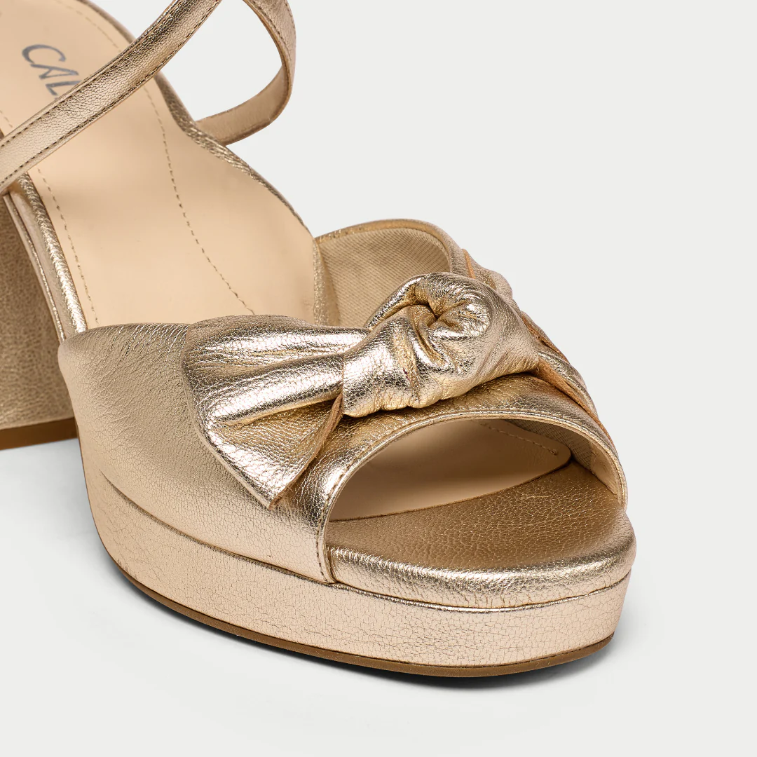 Daisy - Champagne Metallic Block Heels - Image 5