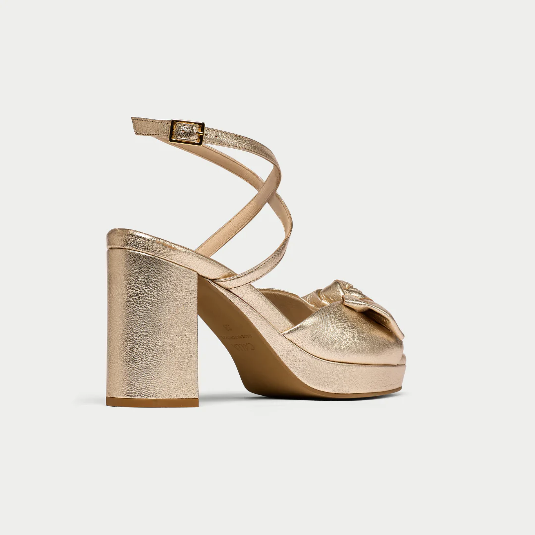 Daisy - Champagne Metallic Block Heels - Image 6