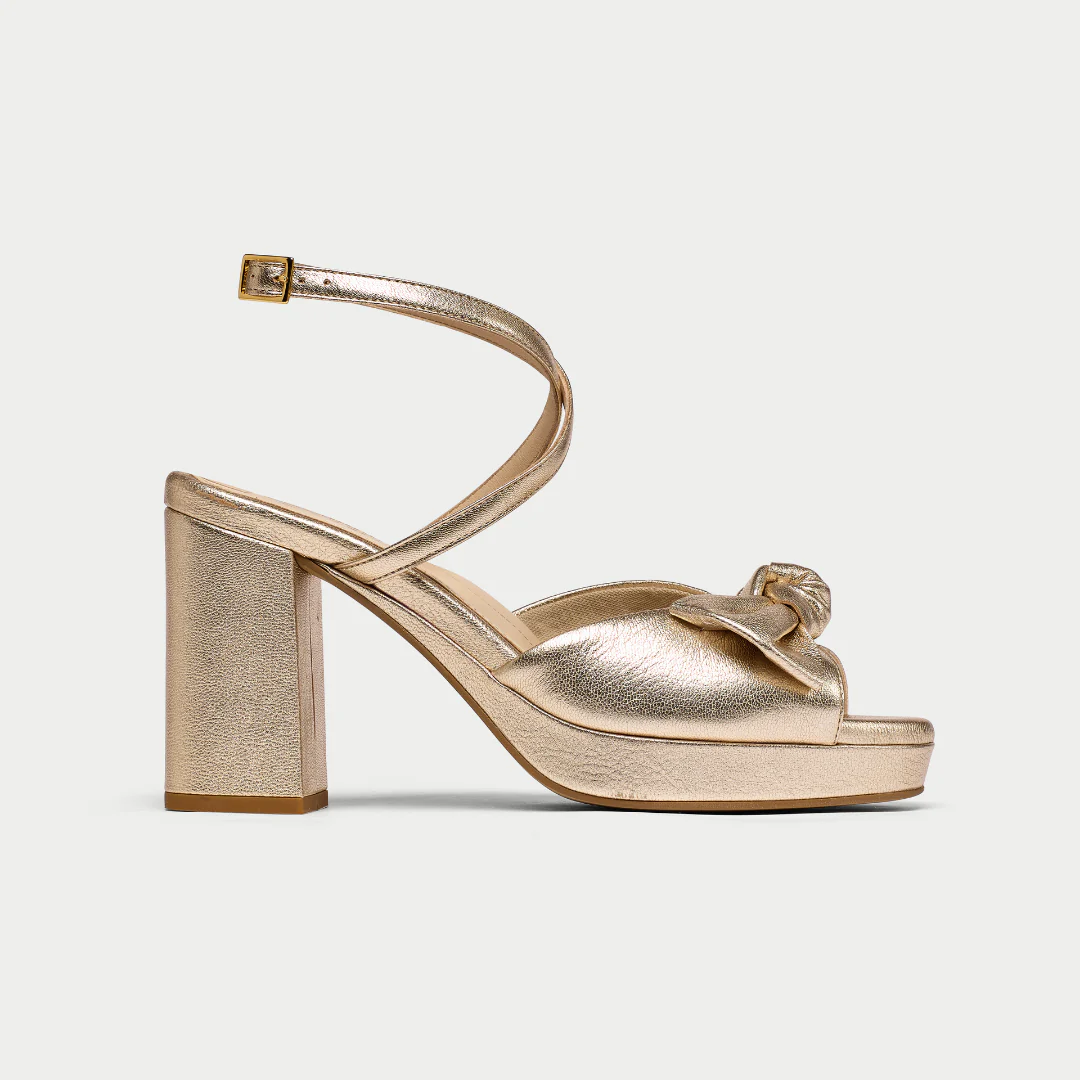 Daisy - Champagne Metallic Block Heels - Image 7