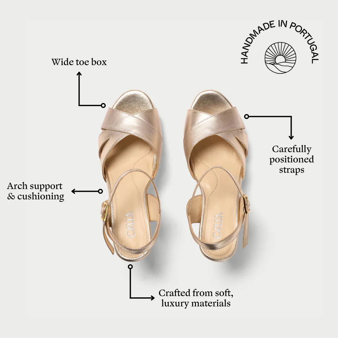 Emily - Champagne Leather Heeled Sandals - Image 8