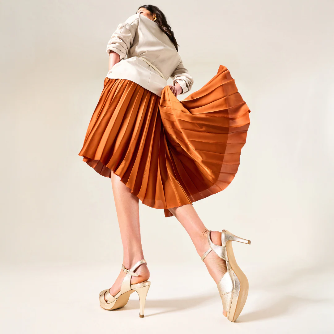 Emily - Champagne Leather Heeled Sandals - Image 9