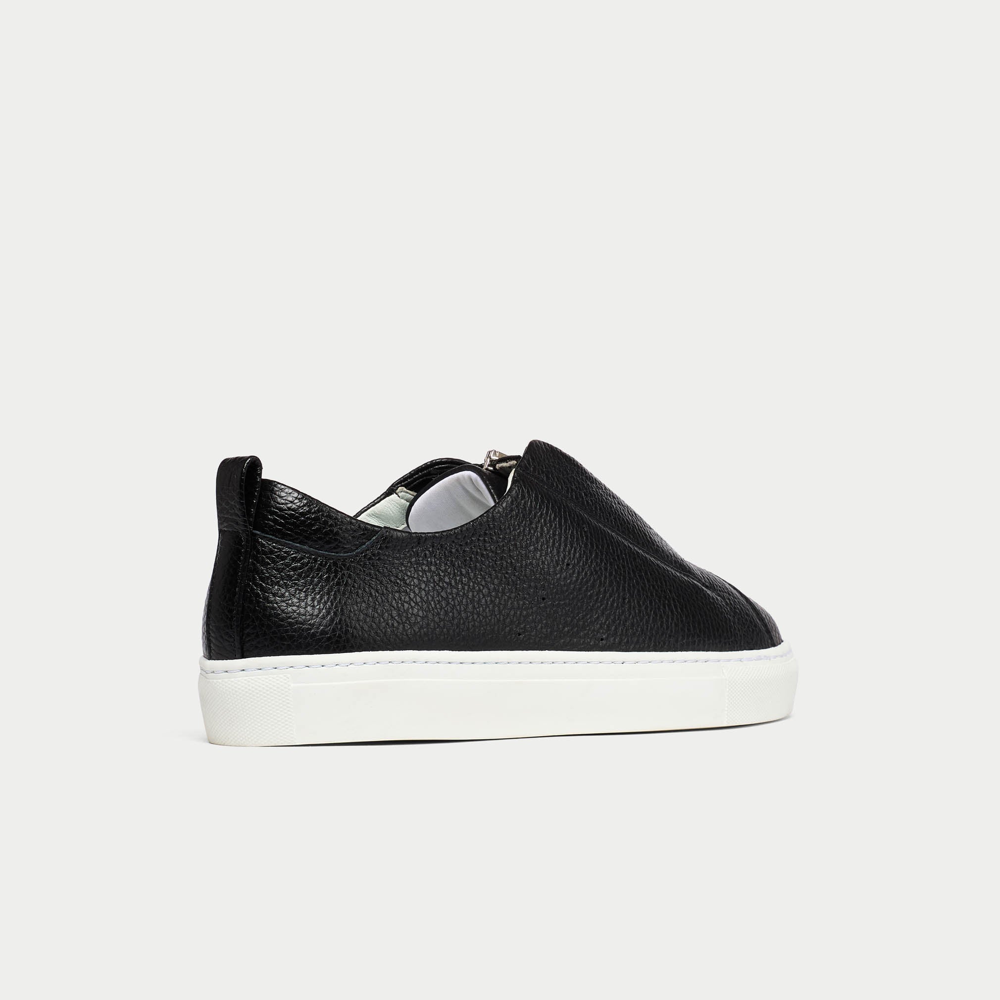 Estella - Black Leather Zip-Up Wide Fit Sneakers - Image 7