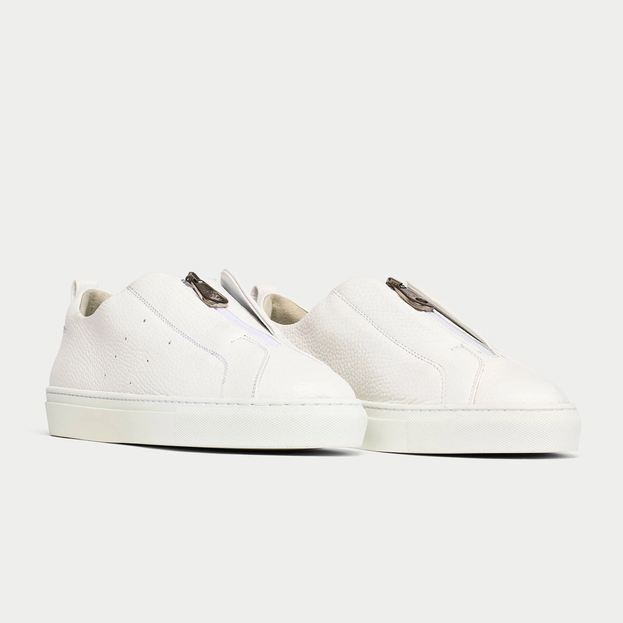 Estella - White Leather Zip-Up Wide Fit Sneakers - Image 3