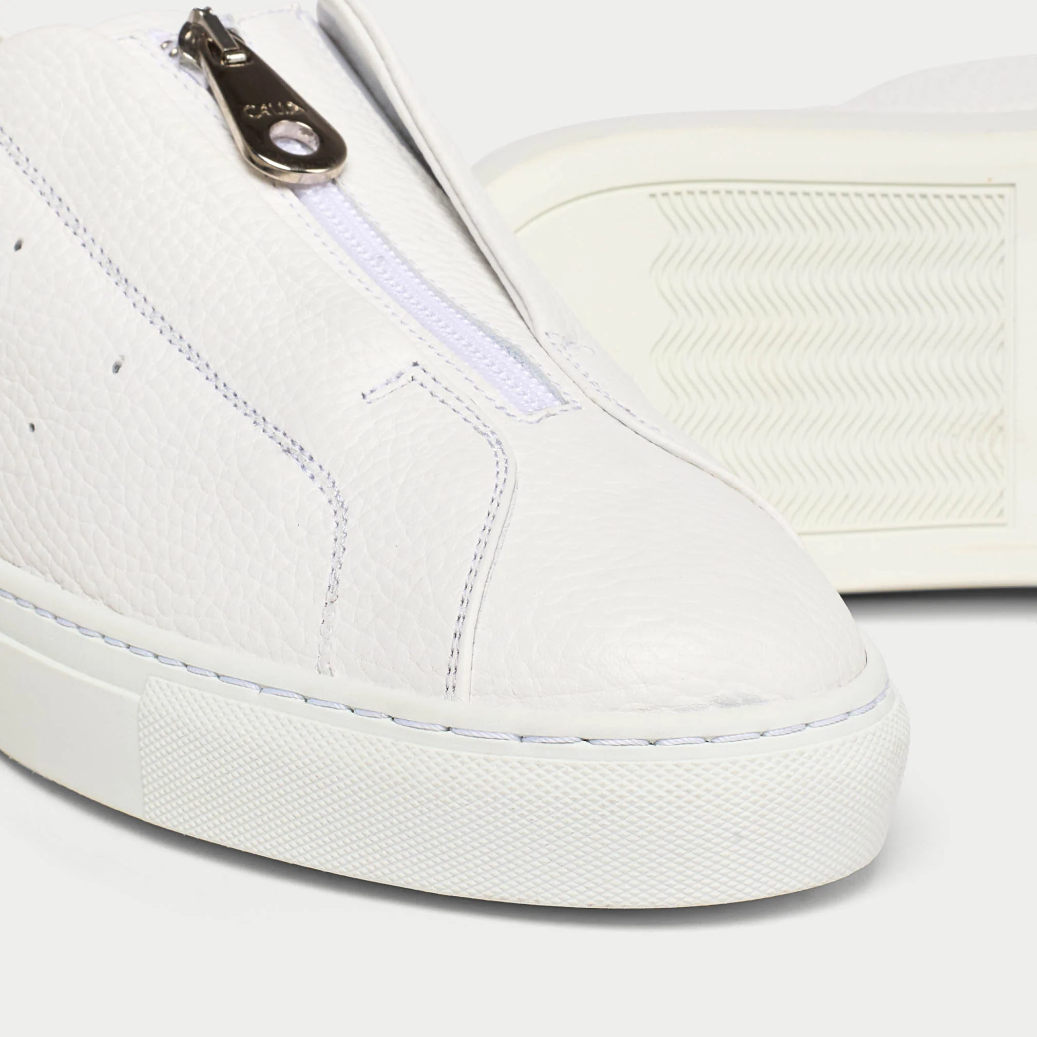 Estella - White Leather Zip-Up Wide Fit Sneakers - Image 5
