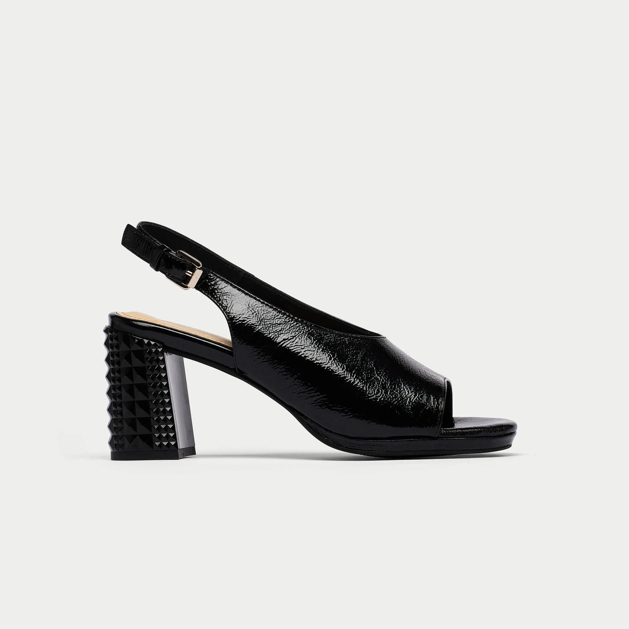 Fern - Black Shine Leather Slingbacks