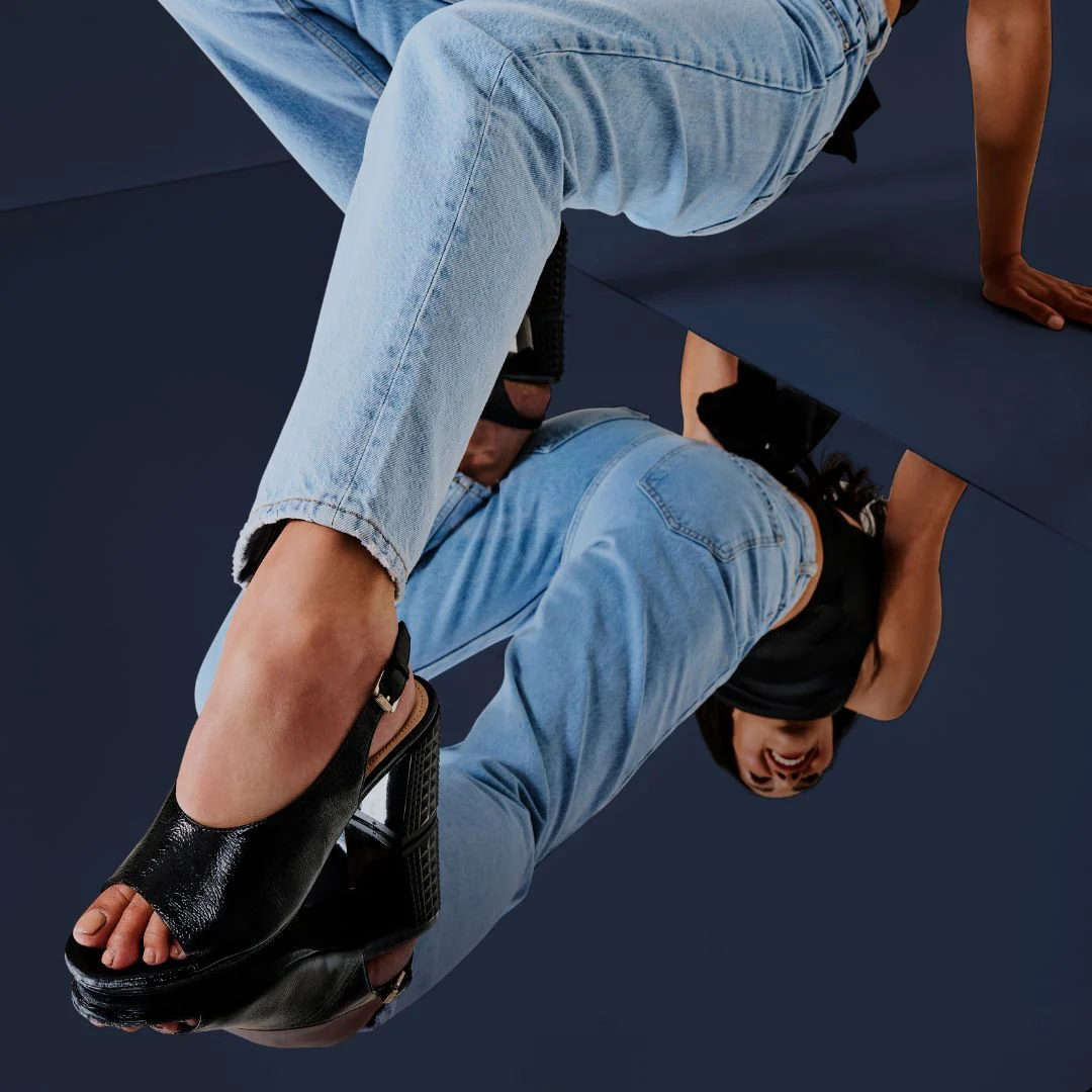Fern - Black Shine Leather Slingbacks - Image 2