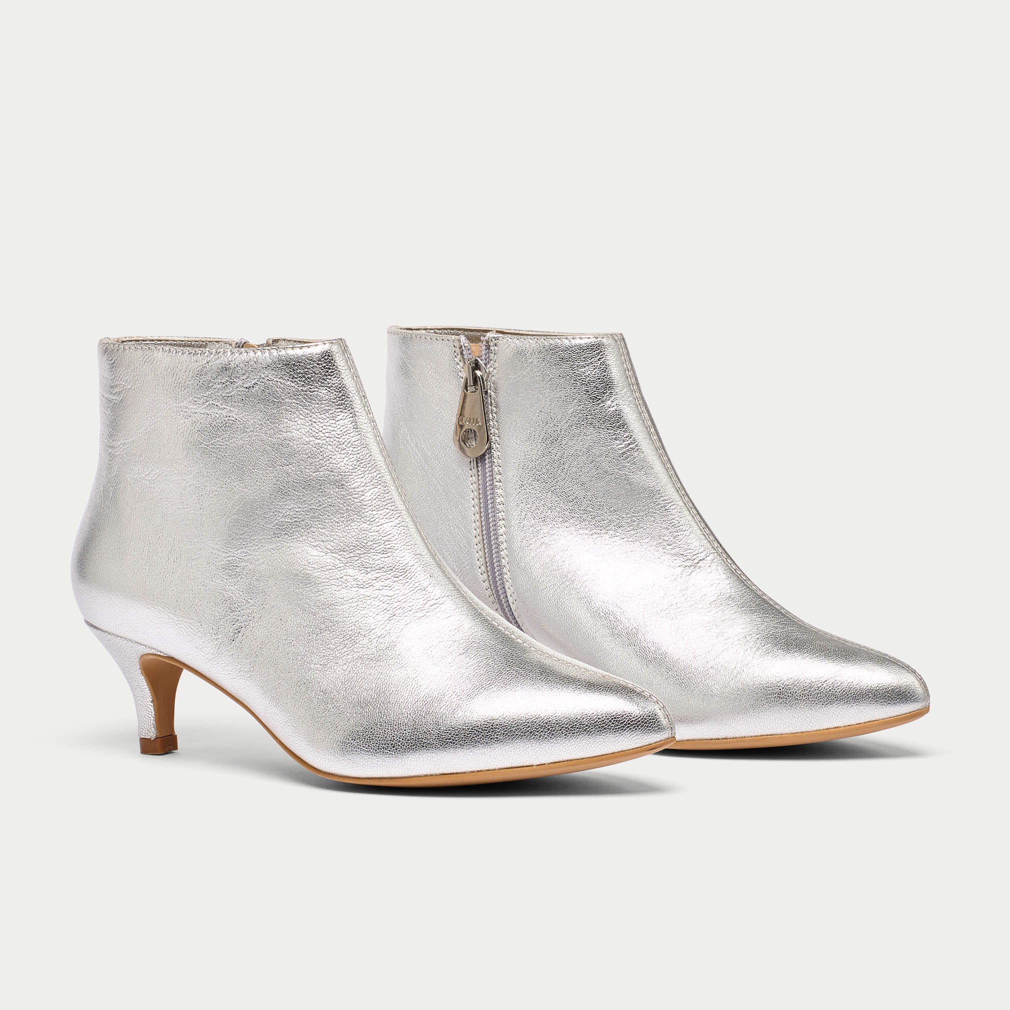 Hazel - Silver Leather Boots - Image 3