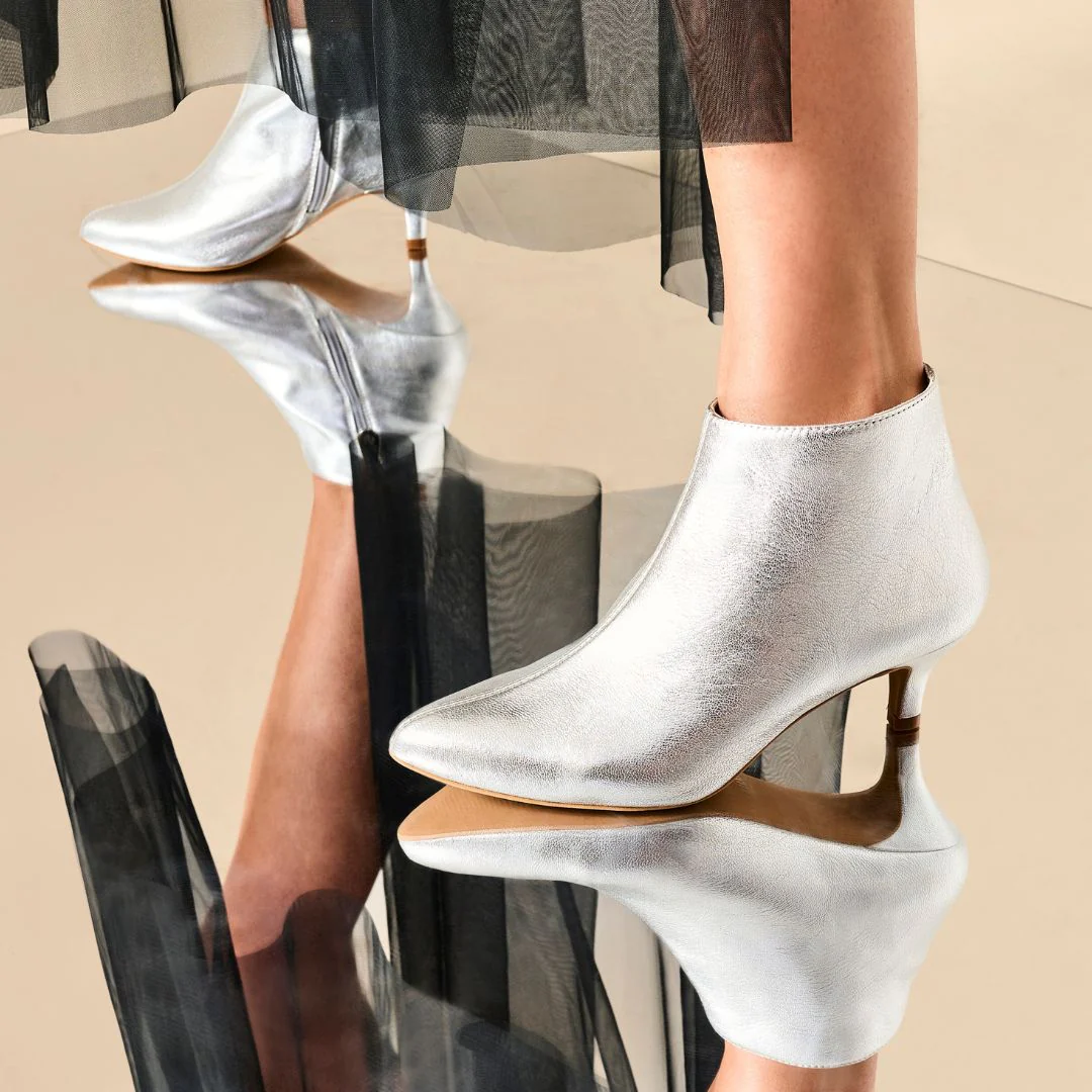 Hazel - Silver Leather Boots - Image 4
