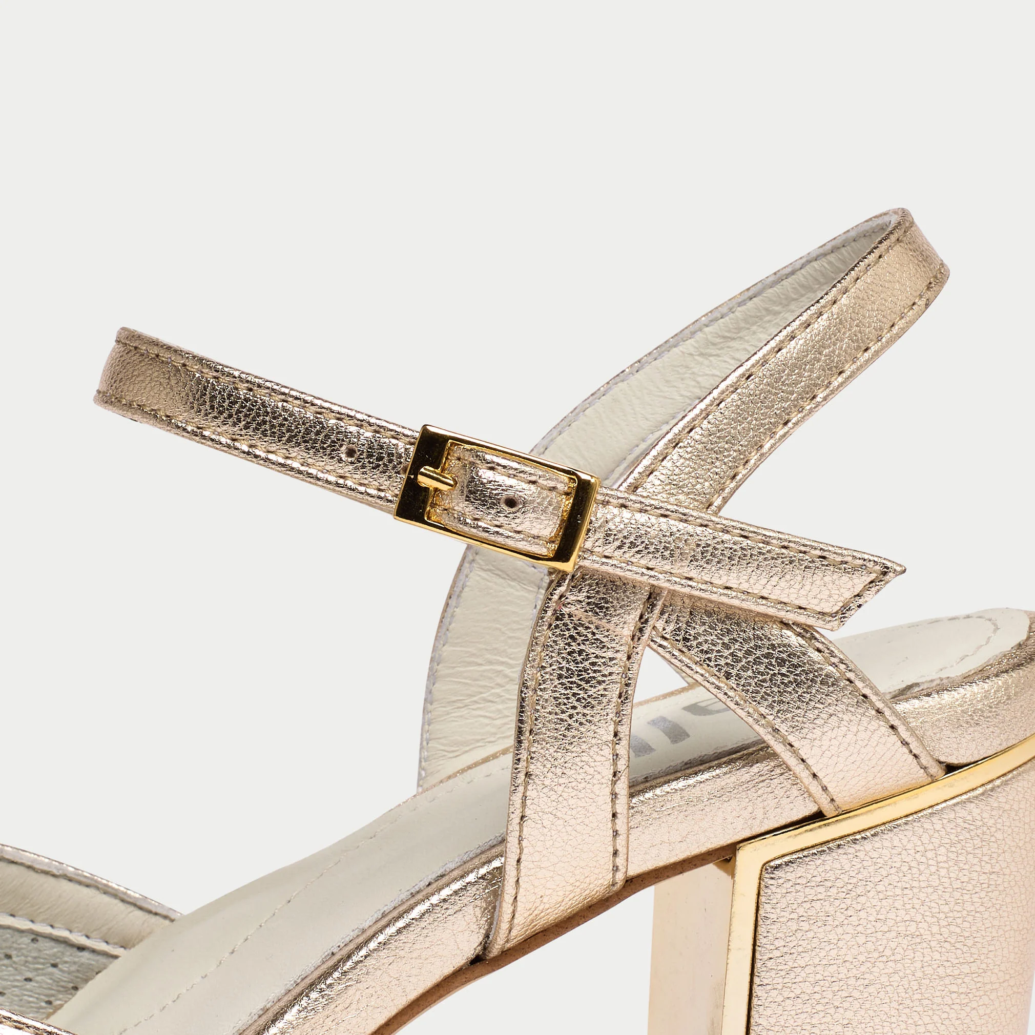 Katerina - Champagne Leather Block Heels - Image 5