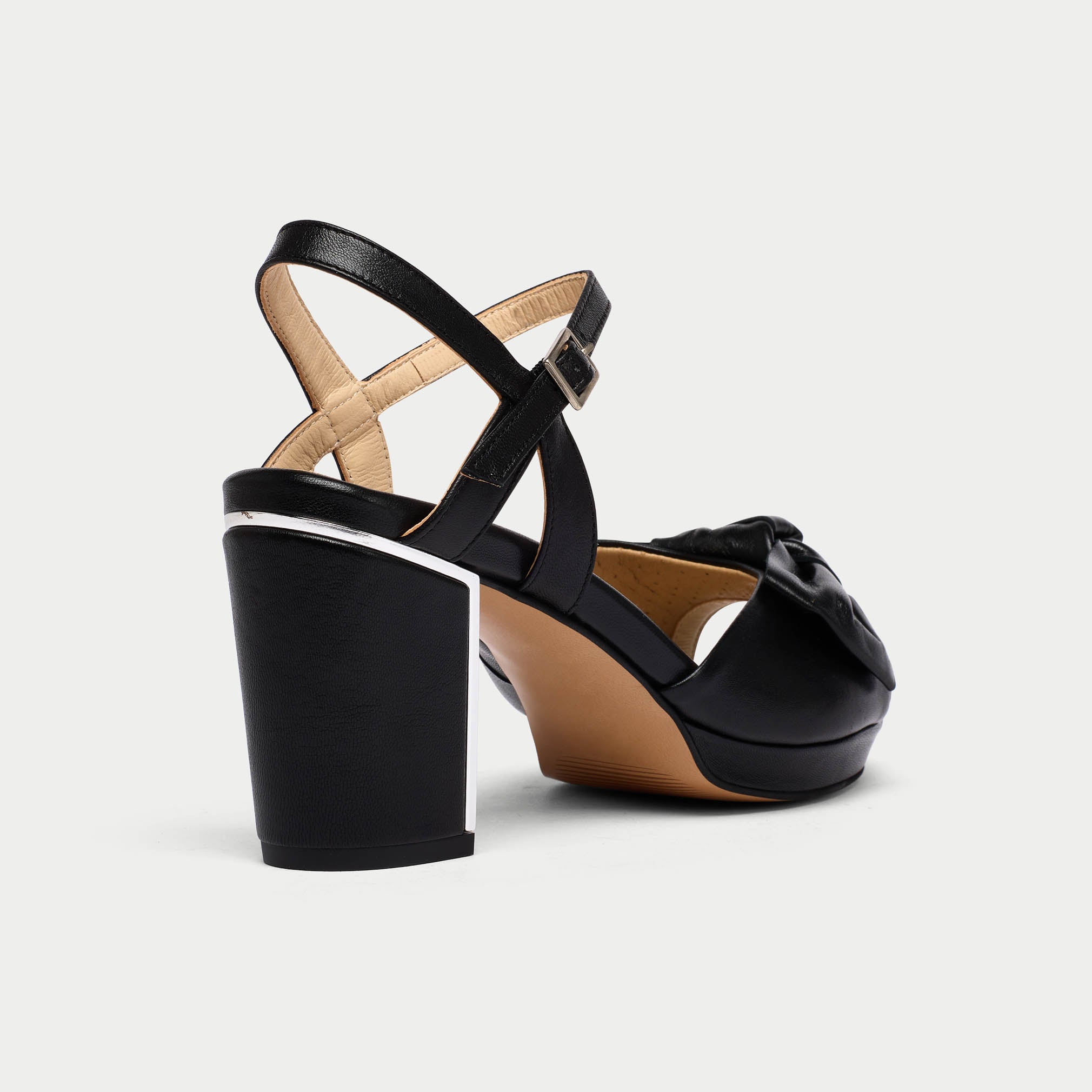 Lizzie - Black Leather Block Heels - Image 3