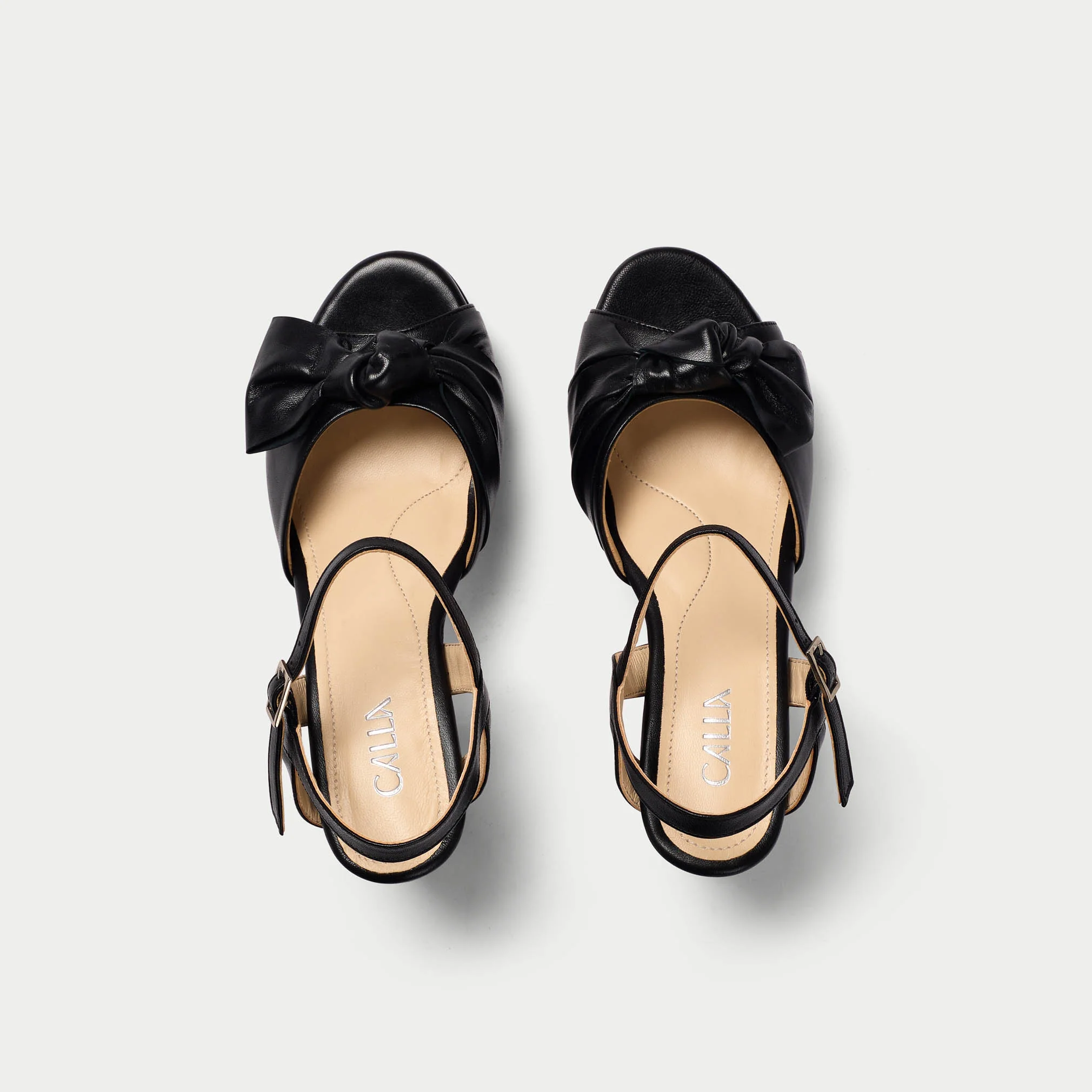 Lizzie - Black Leather Block Heels - Image 5