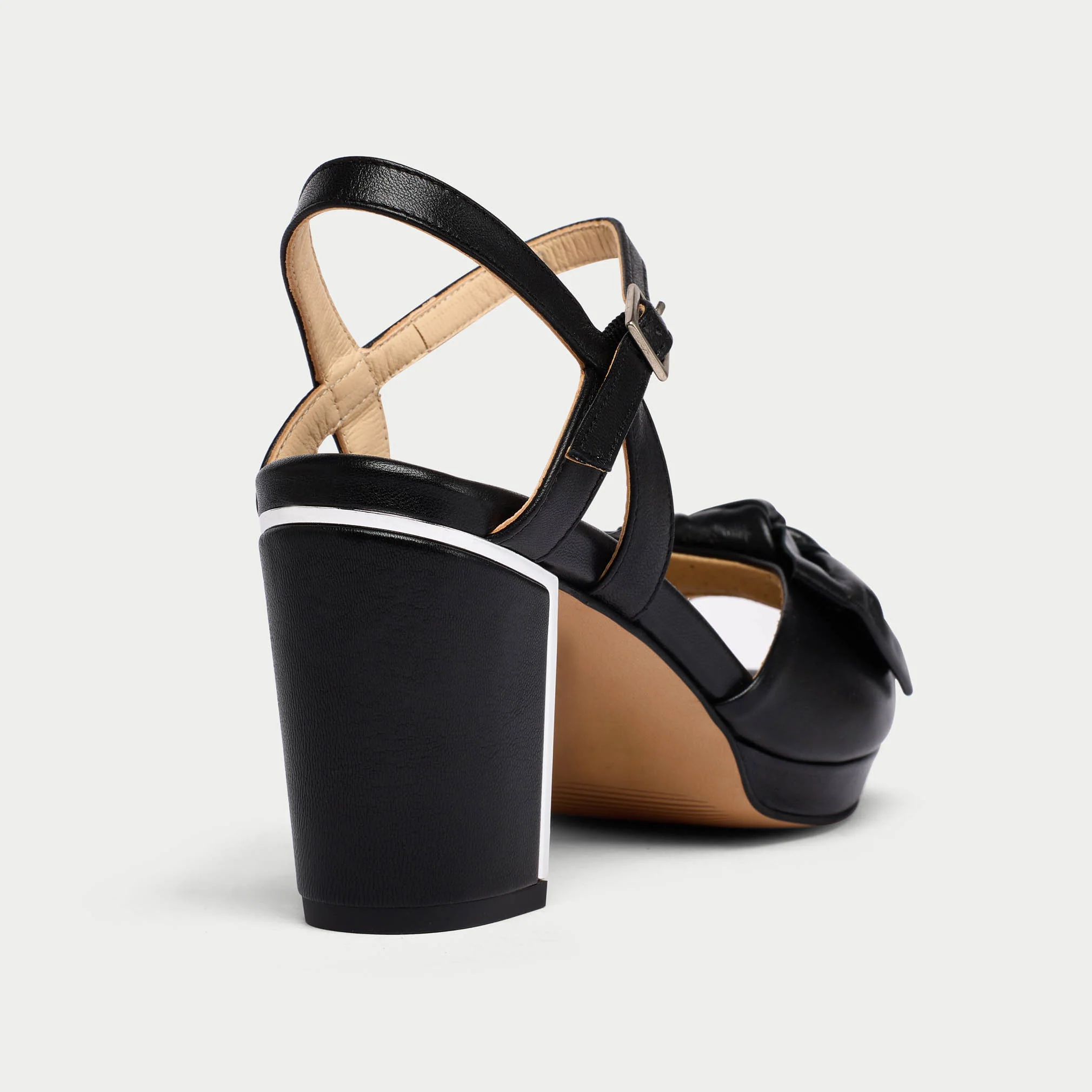 Lizzie - Black Leather Block Heels - Image 6