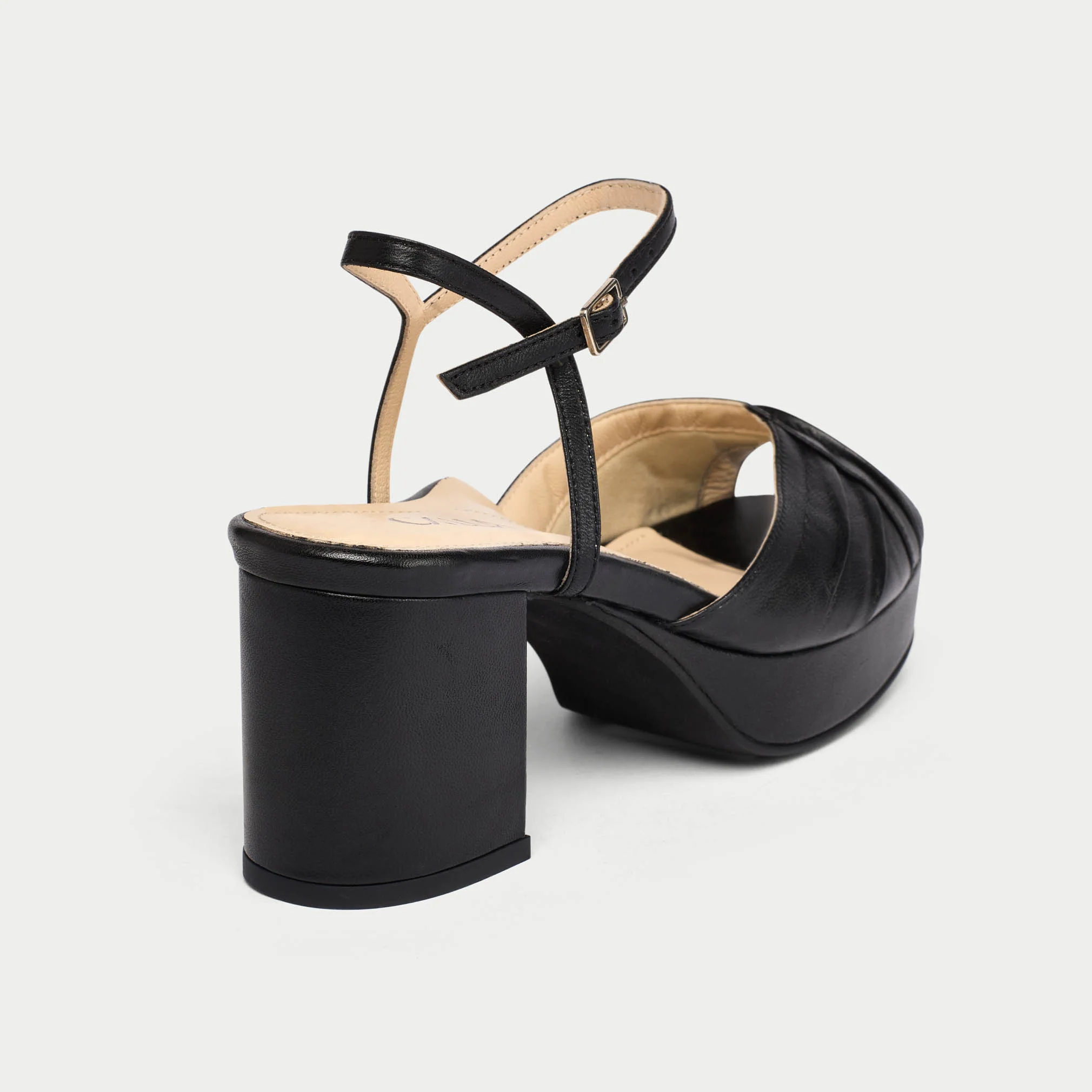 Lottie - Black Leather Block Heels - Image 5
