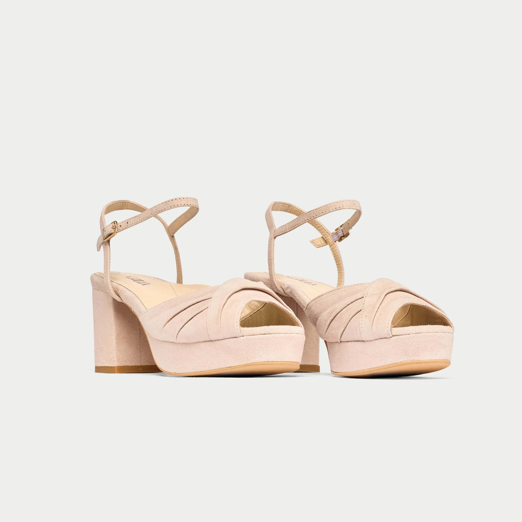Lottie - Taupe Suede Block Heels - Image 2