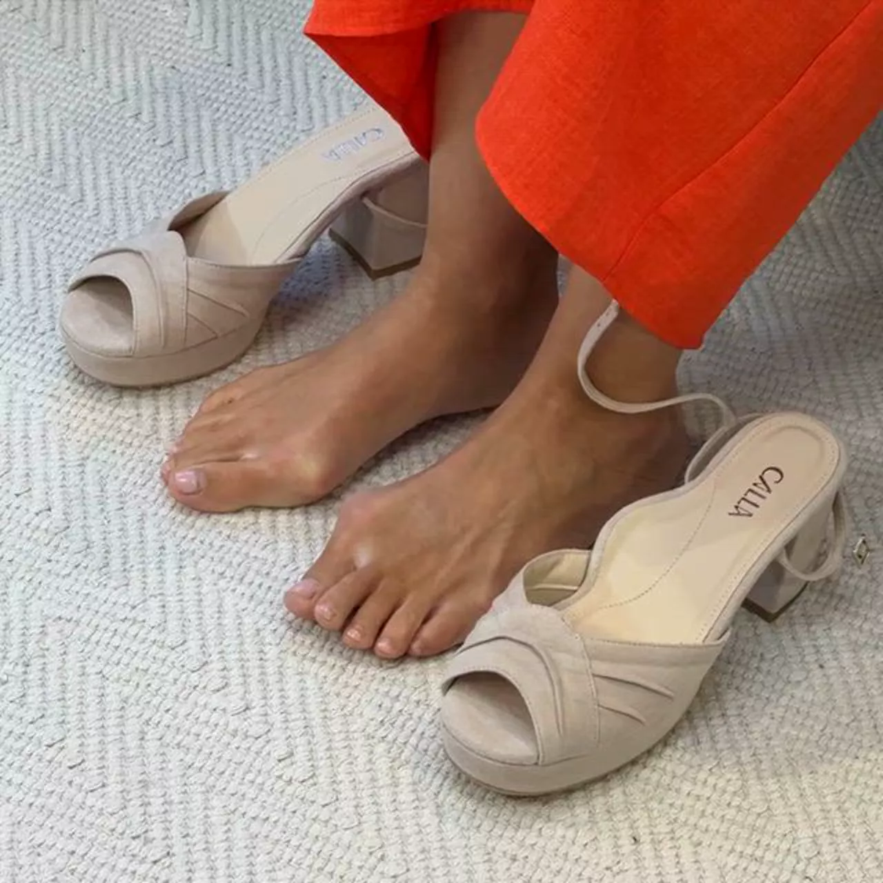 Lottie - Taupe Suede Block Heels - Image 3