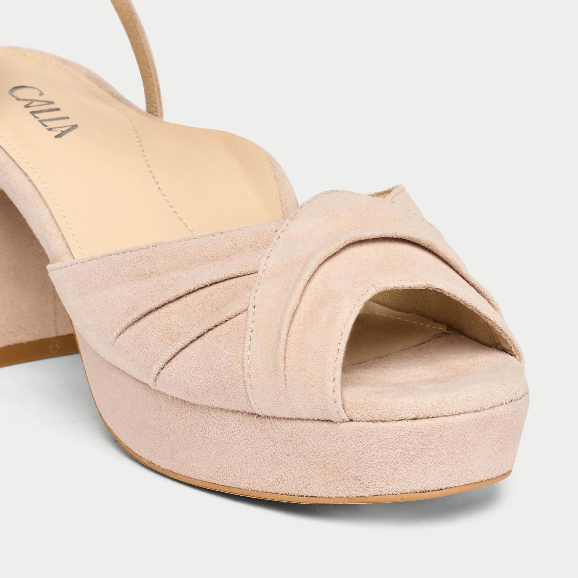 Lottie - Taupe Suede Block Heels - Image 4