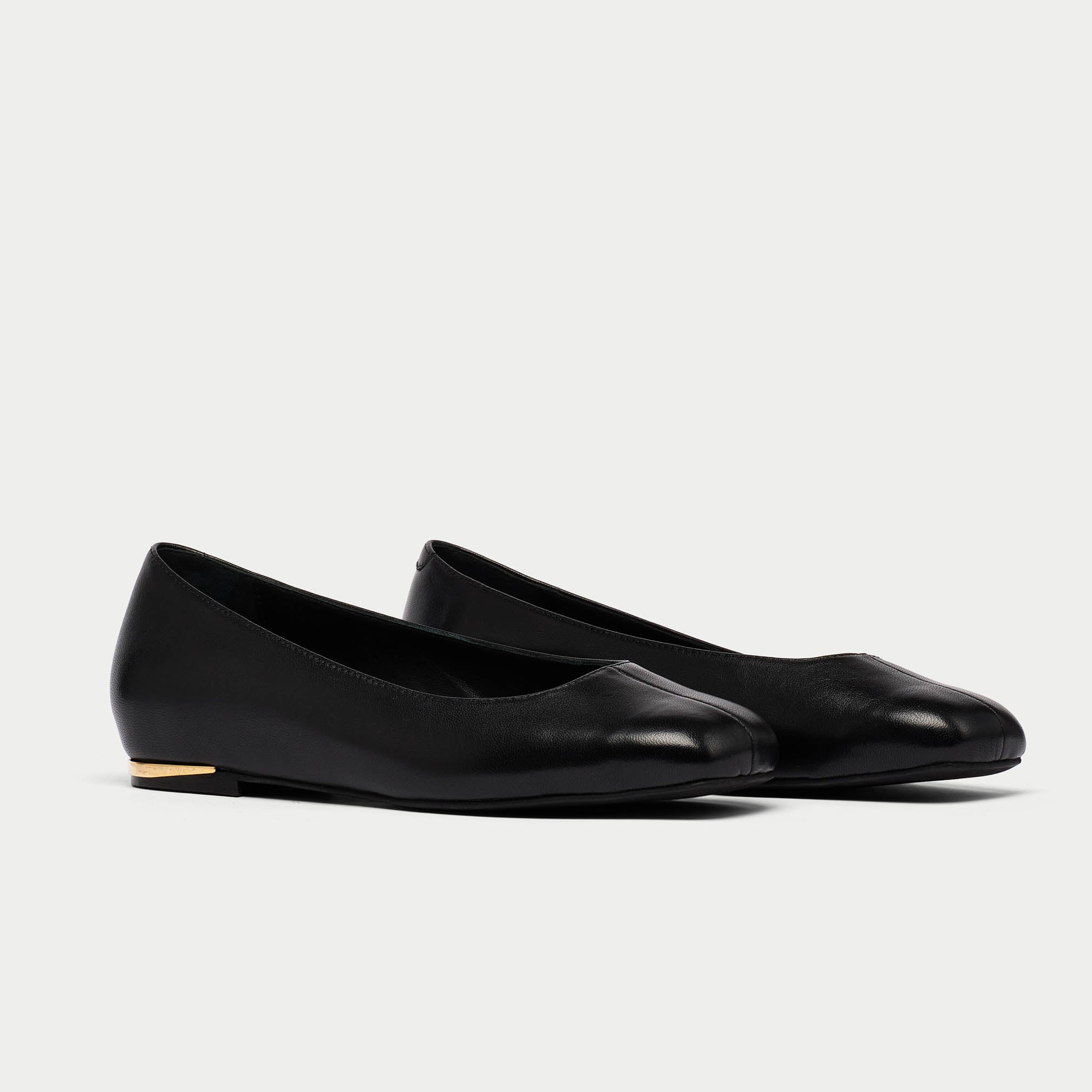 Lucinda - Black Leather Ballerinas - Image 2