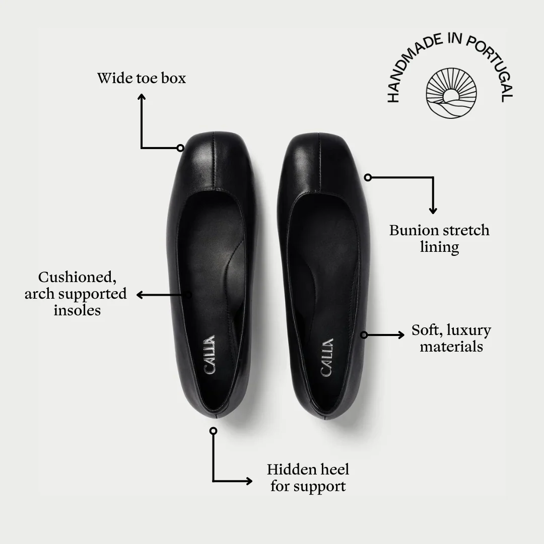 Lucinda - Black Leather Ballerinas - Image 5