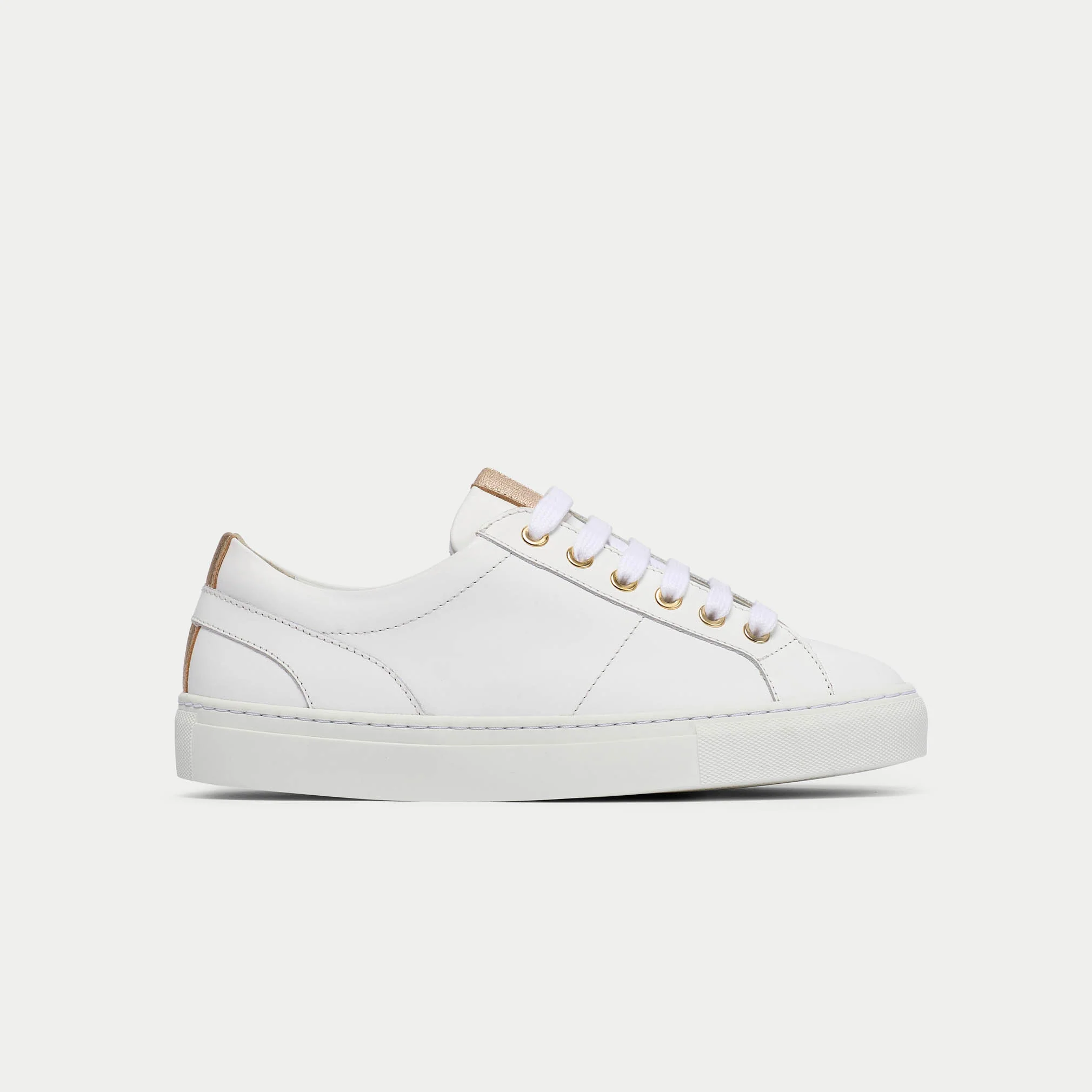 Luna - White & Champagne Wide Fit Sneakers