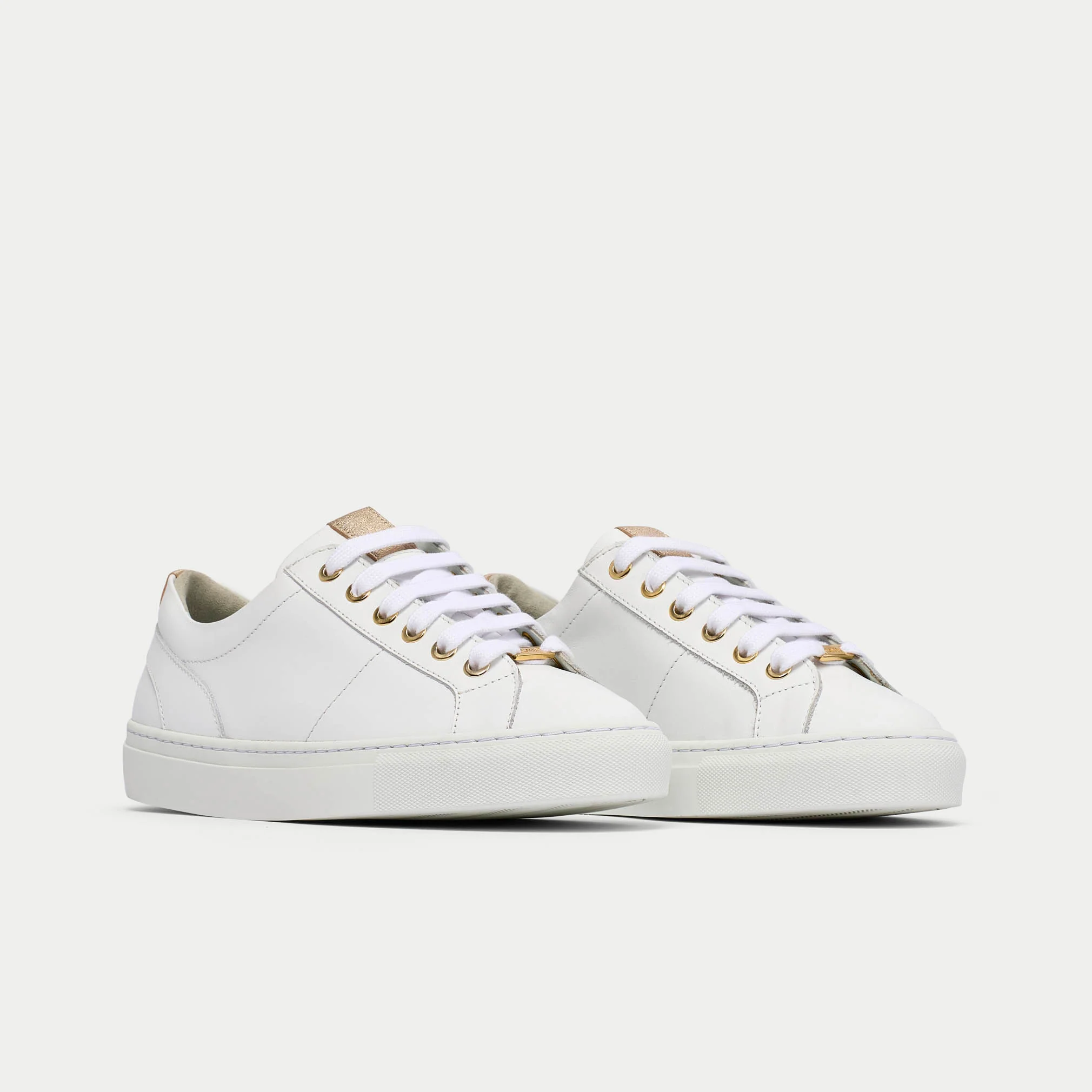 Luna - White & Champagne Wide Fit Sneakers - Image 2