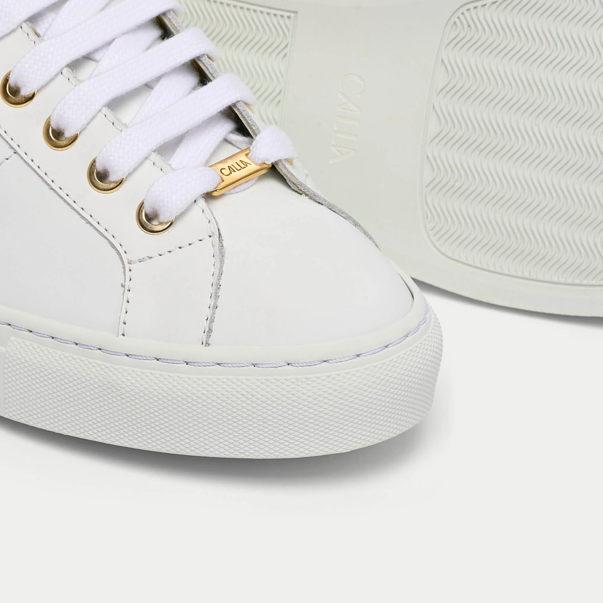 Luna - White & Champagne Wide Fit Sneakers - Image 4