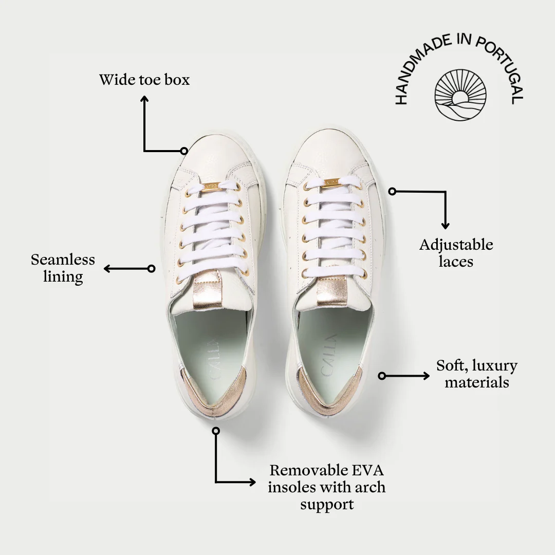 Luna - White & Champagne Wide Fit Sneakers - Image 5