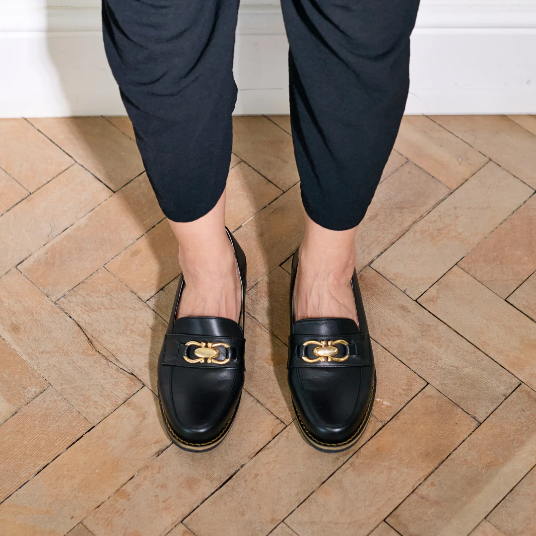Meredith - Black Leather Loafers - Image 11