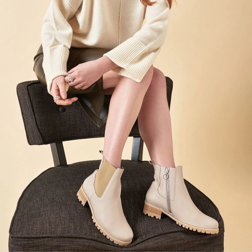Miranda - Neutral Leather Boots