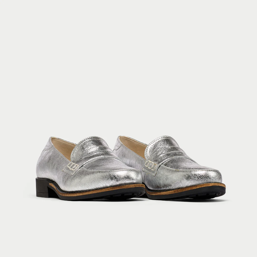 Nadia - Silver Leather Loafers - Image 2