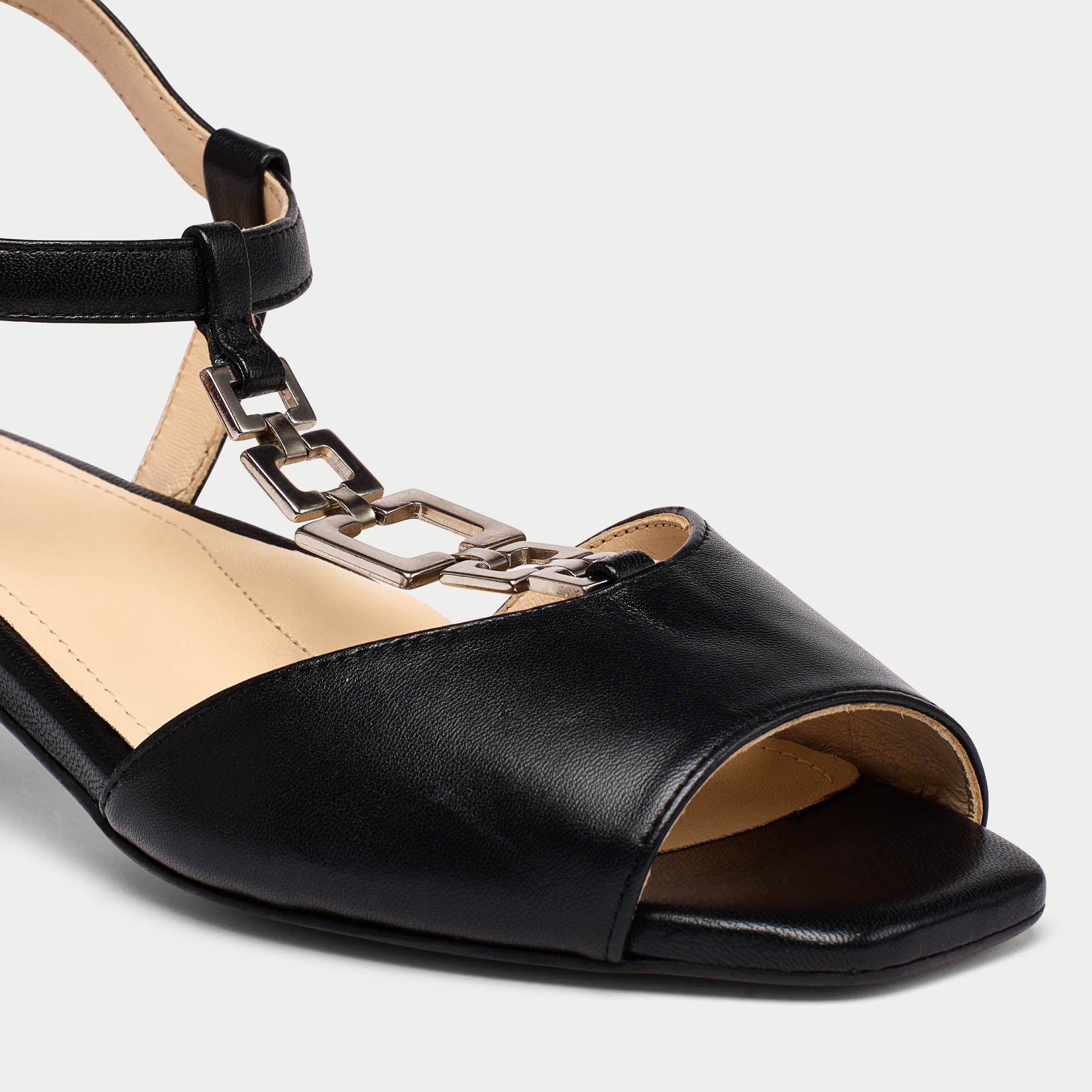Naomi - Black Leather Kitten Heels - Image 5