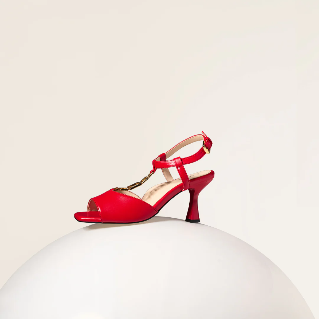 Pamela - Scarlet Leather Heels - Image 11