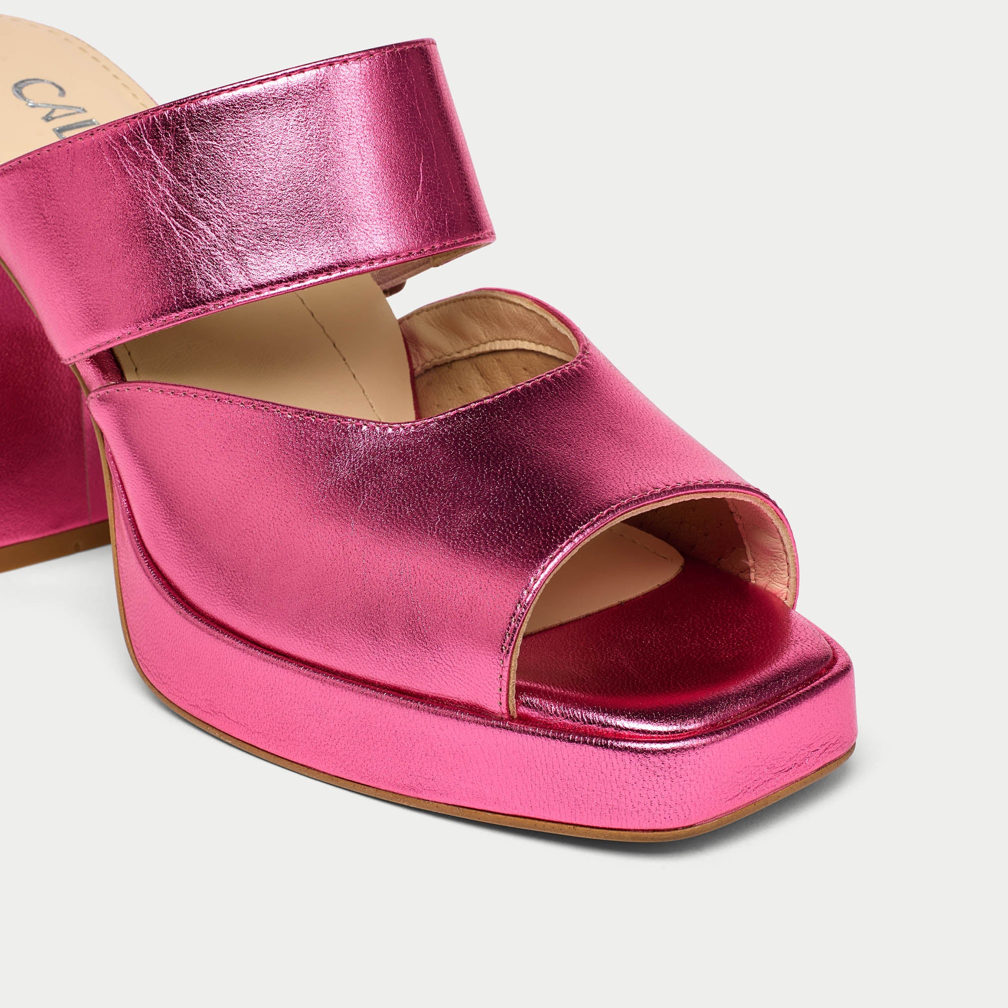Paulette - Pink Metallic Leather Mules - Image 5