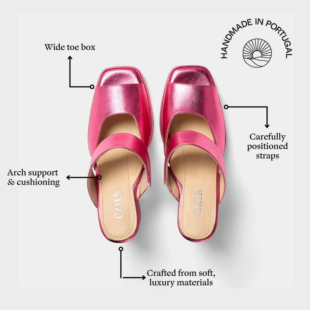 Paulette - Pink Metallic Leather Mules - Image 6