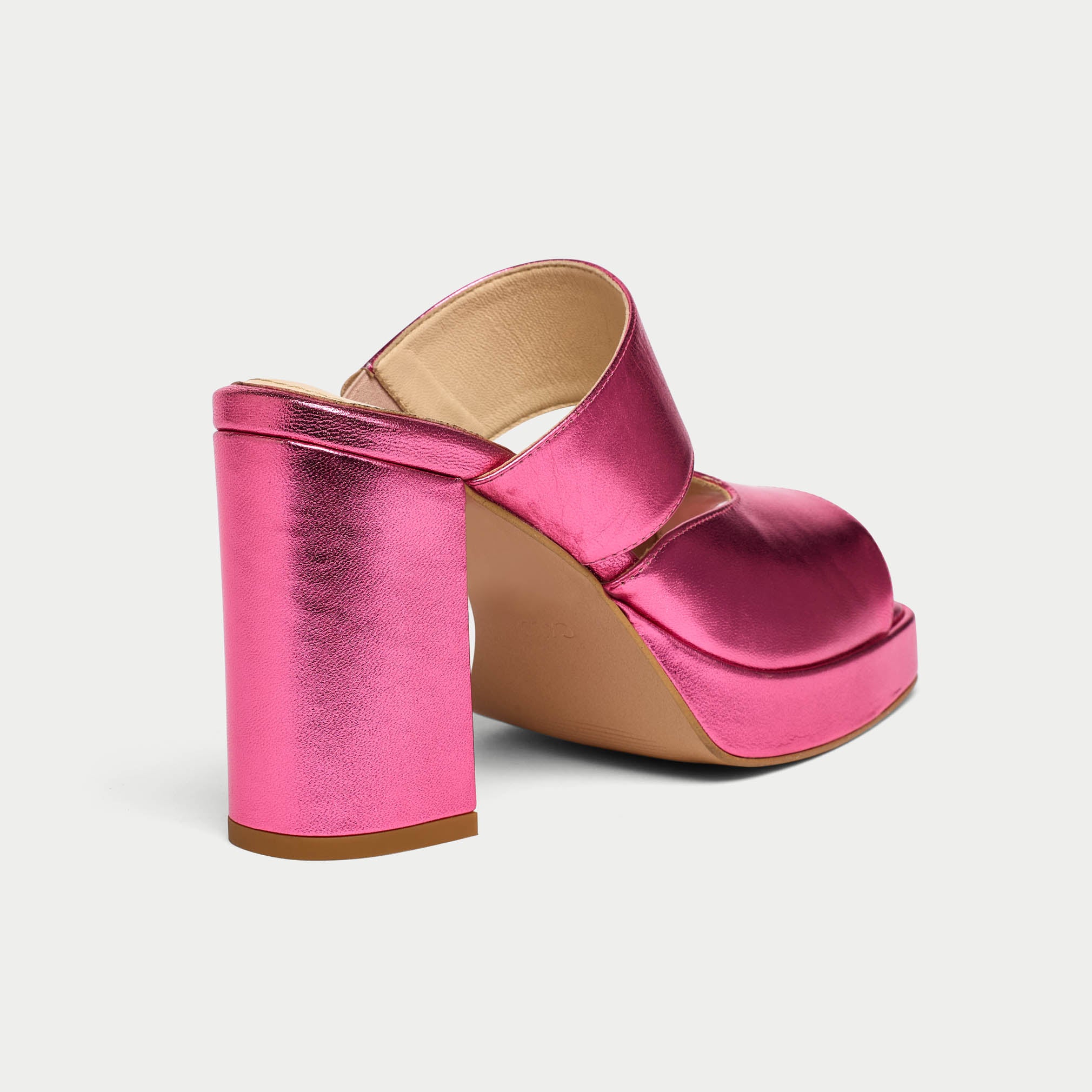 Paulette - Pink Metallic Leather Mules - Image 7