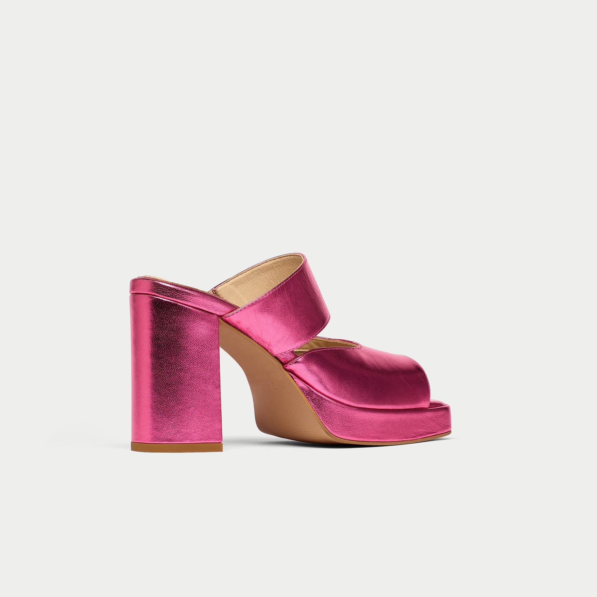 Paulette - Pink Metallic Leather Mules - Image 8
