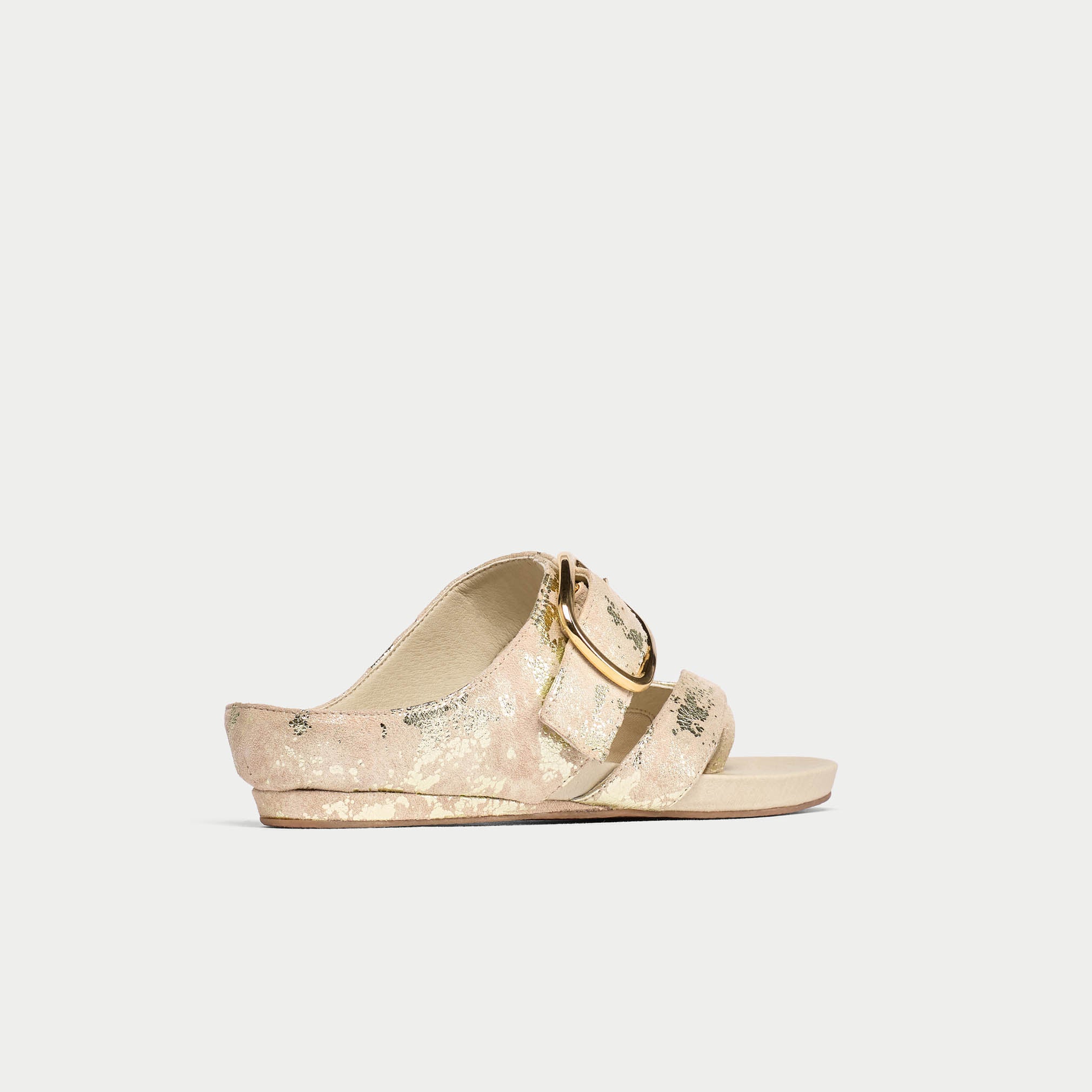 Ruby - Textured Gold Metallic Suede Sandals - Image 8