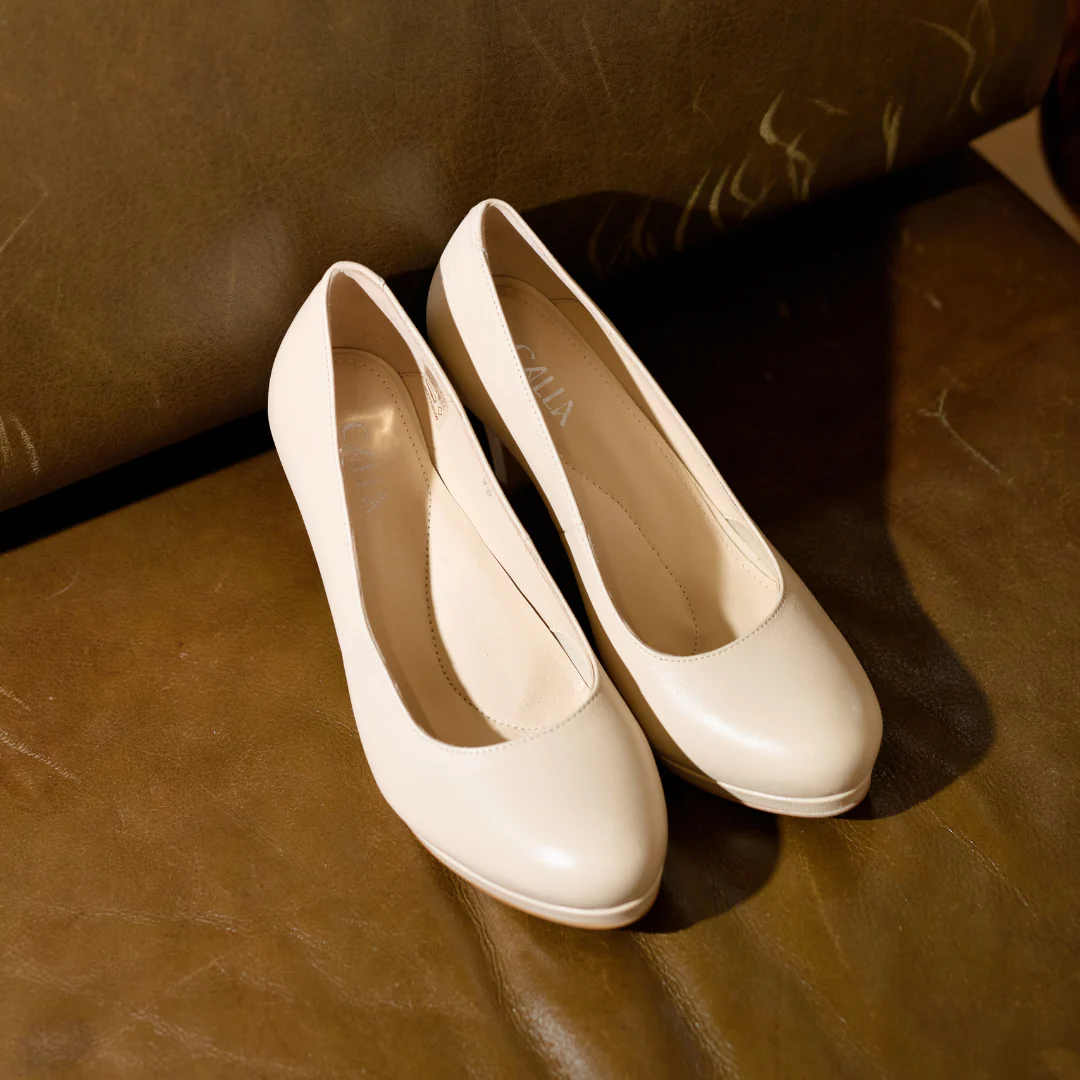 Sophia - Light Beige Leather Pumps - Image 8