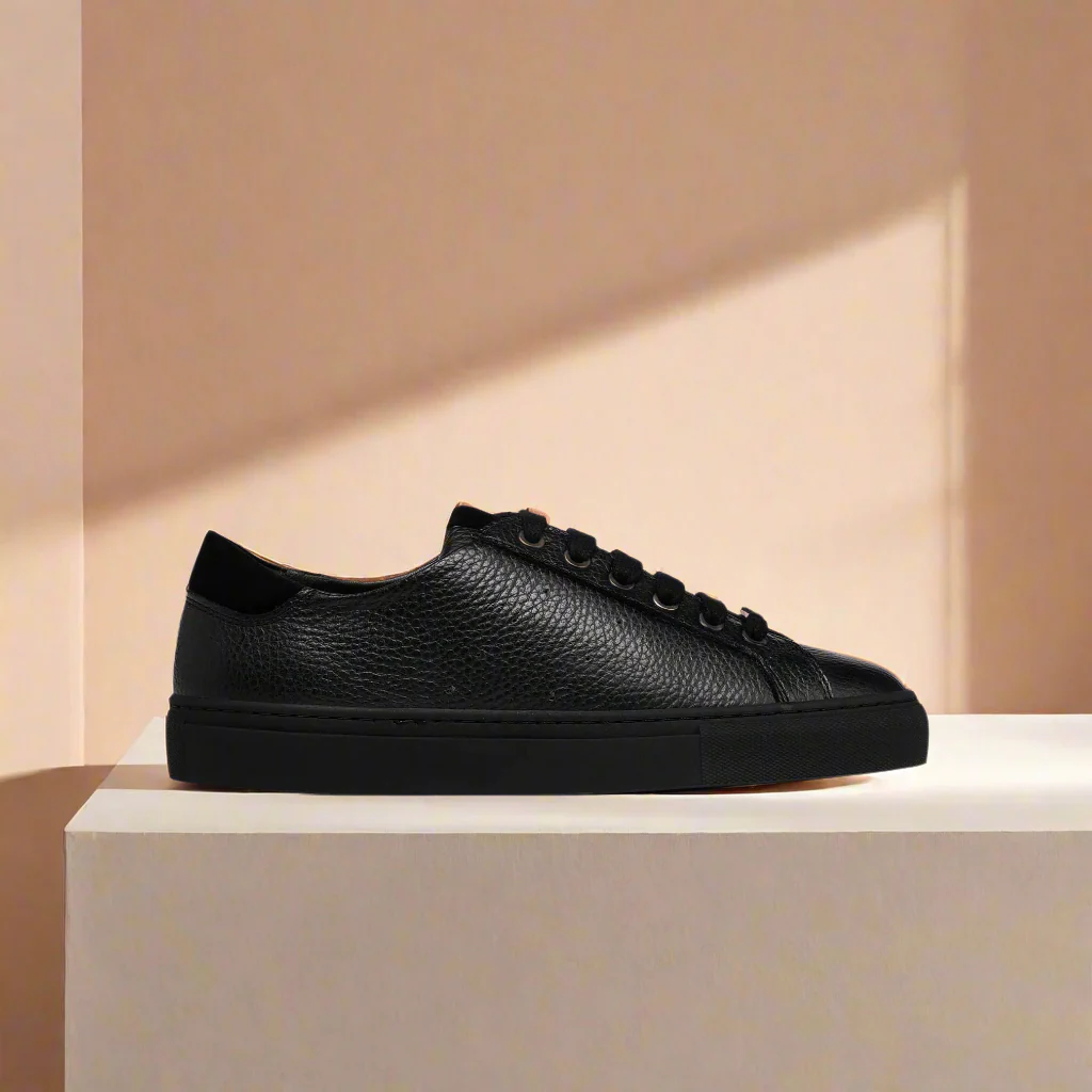 Star - Black Leather & Suede Wide Fit Sneakers