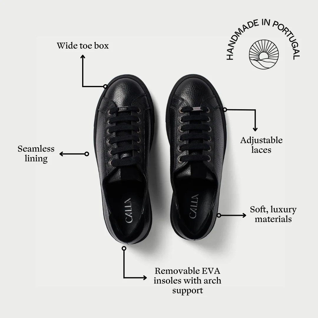 Star - Black Leather & Suede Wide Fit Sneakers - Image 4