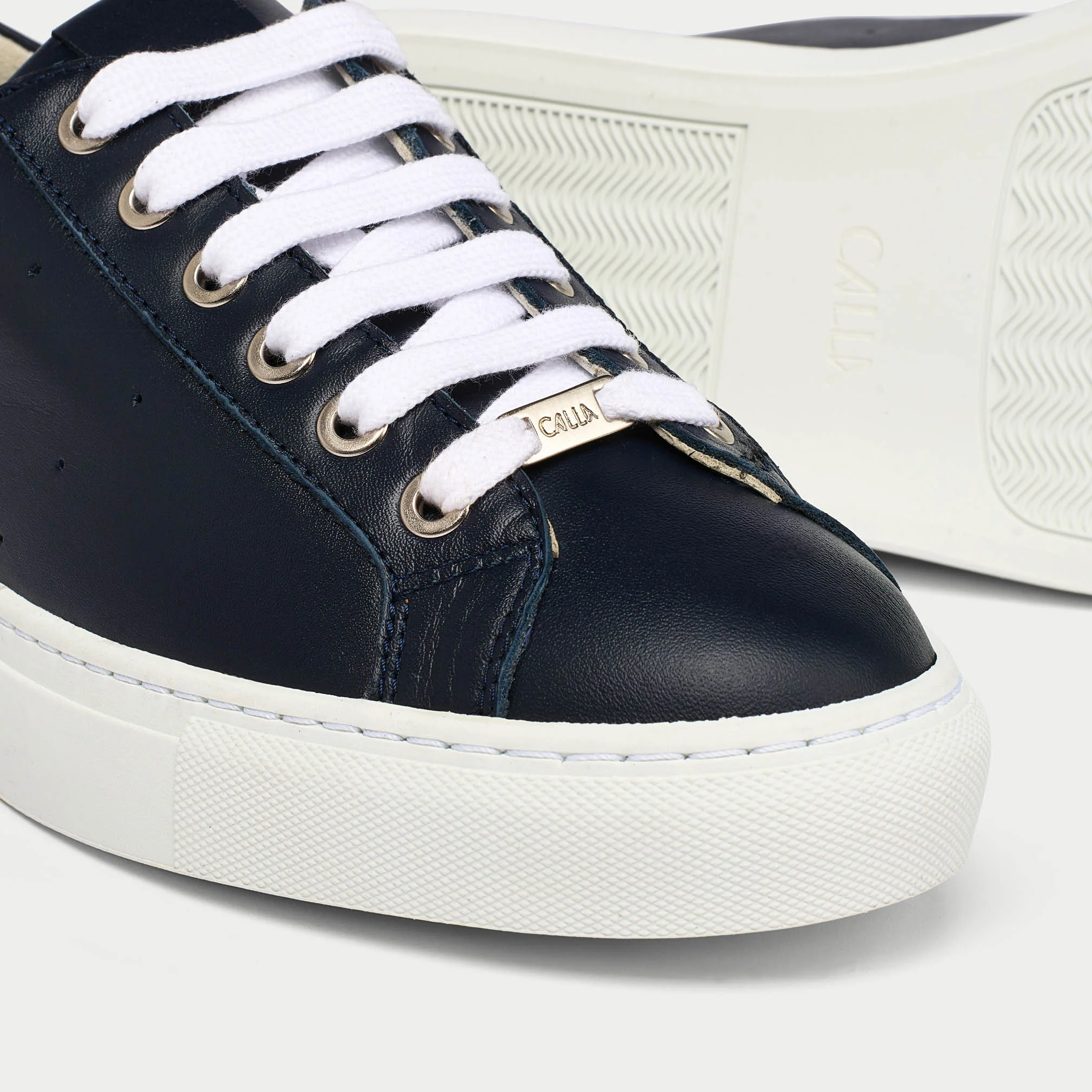 Star - Navy Leather Wide Fit Sneakers - Image 4