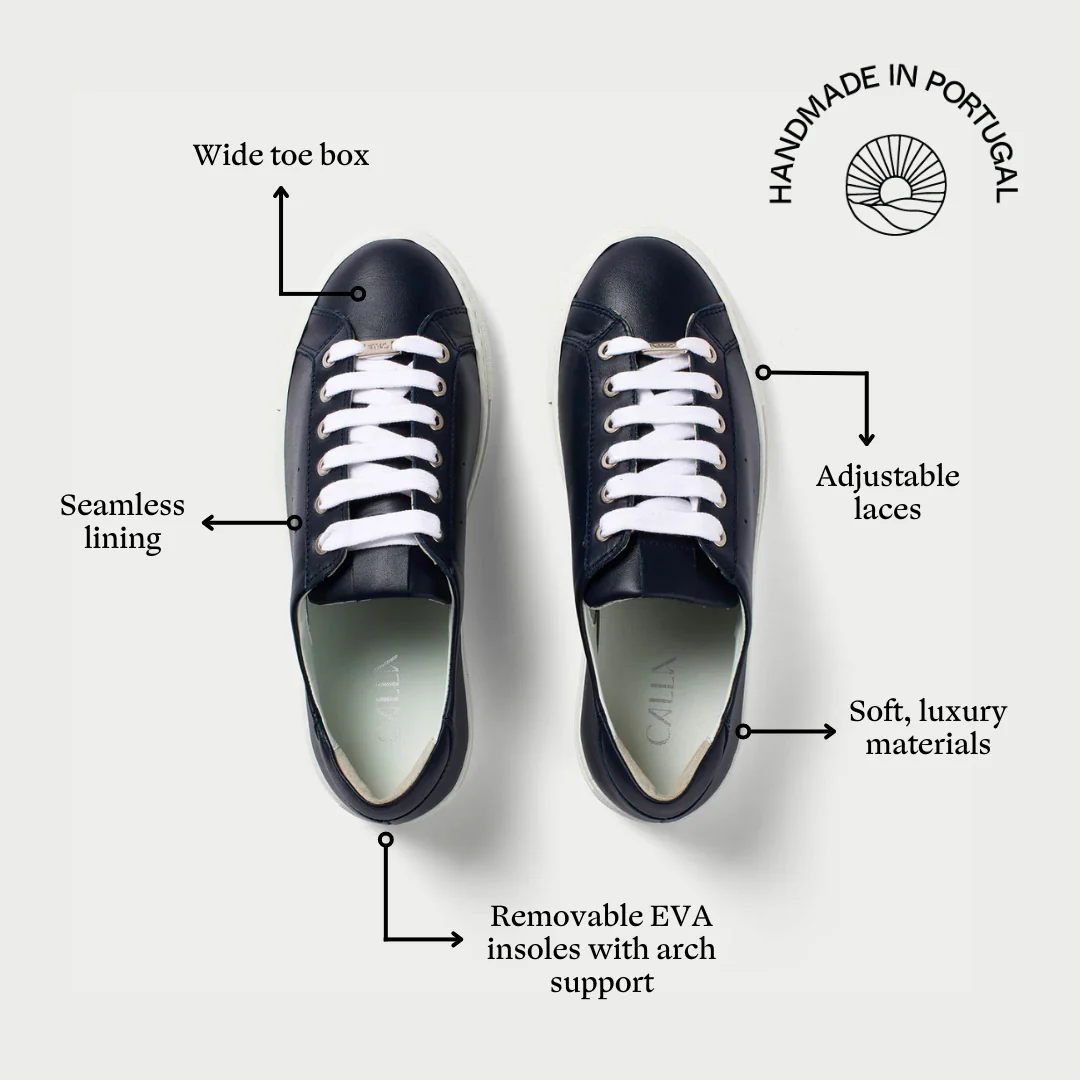 Star - Navy Leather Wide Fit Sneakers - Image 5