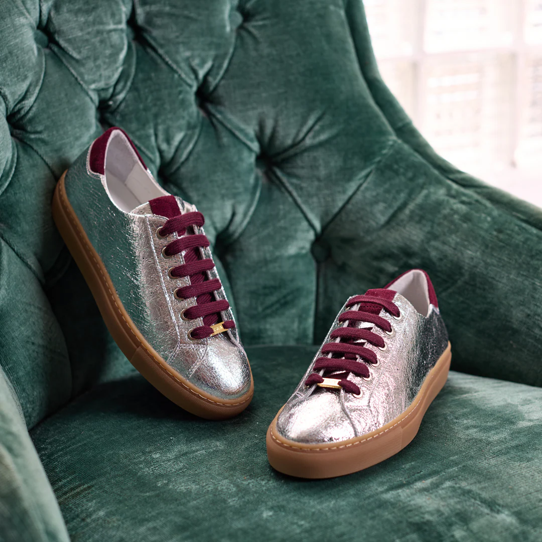 Star - Silver & Cherry Wide Fit Sneakers - Image 2